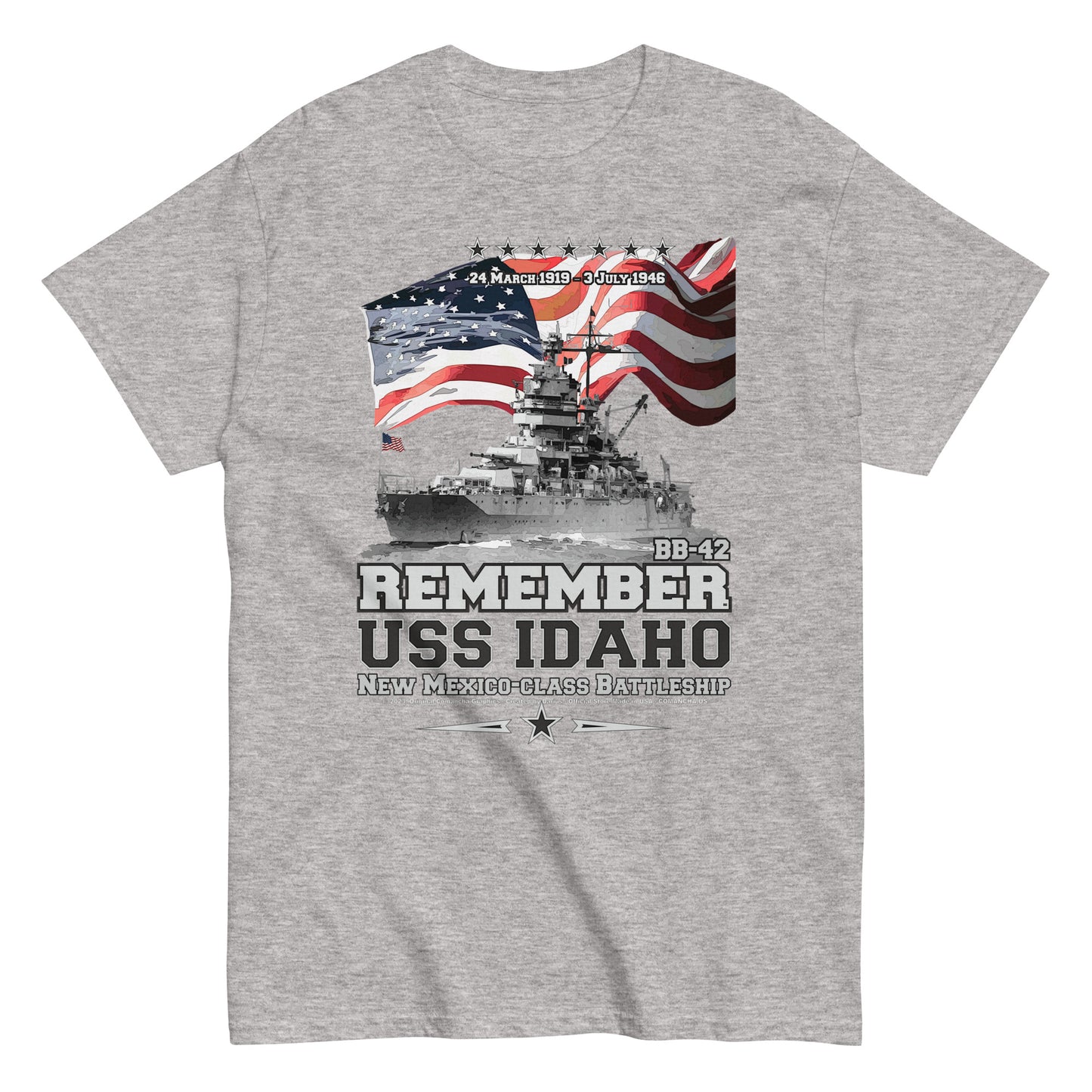 USS IDAHO BB-42 veterans tee, Remember USS IDAHO BB-42,USS IDAHO BB-42 US Navy Battleship Veterans T-shirt, Comancha Navy Veterans Tees, Comancha T-shirt Store,