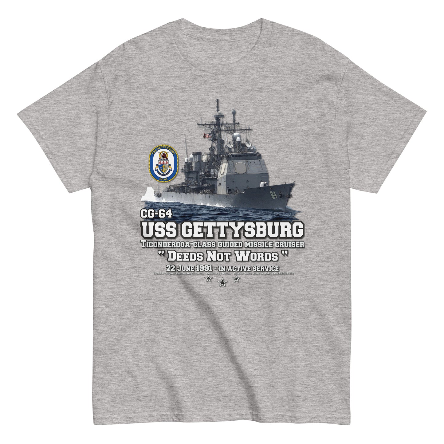 USS GETTYSBURG t-shirt, USS GETTYSBURG veterans tee,USS GETTYSBURG CG-64 US Navy Cruiser T-shirt, Comancha Navy Cruiser T-shirt, US Navy t-shirt,