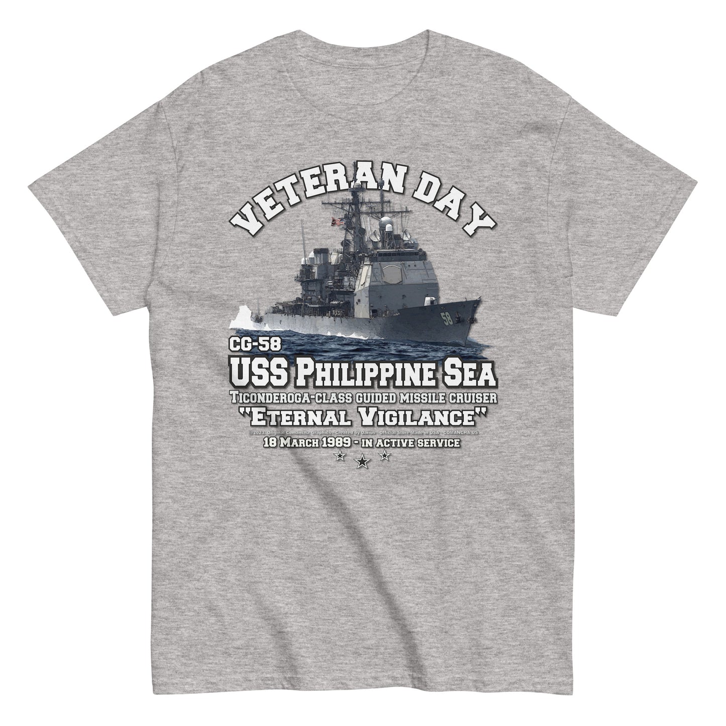 USS PHILIPPINE SEA CG-58 t-shirt, US Navy Veterans tee, US Navy Missile Cruiser T-shirt, USS PHILIPPINE SEA Cruiser T-shirt, Comancha graphics,