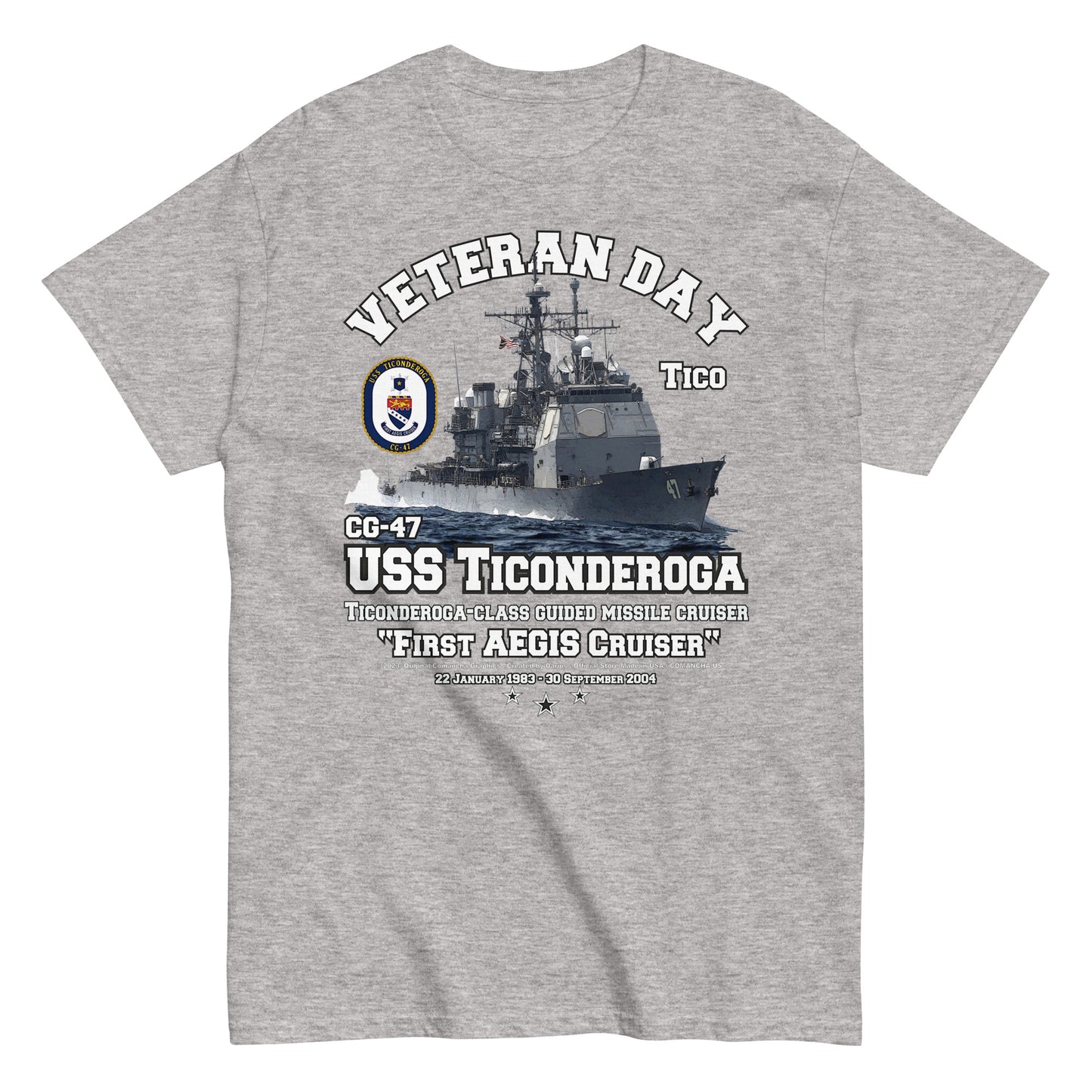 USS TICONDEROGA CG-47 t-shirt, US navy veterans tees, Comancha,US Navy Cruiser Veterans T-shirt, USS TICONDEROGA T-shirt,