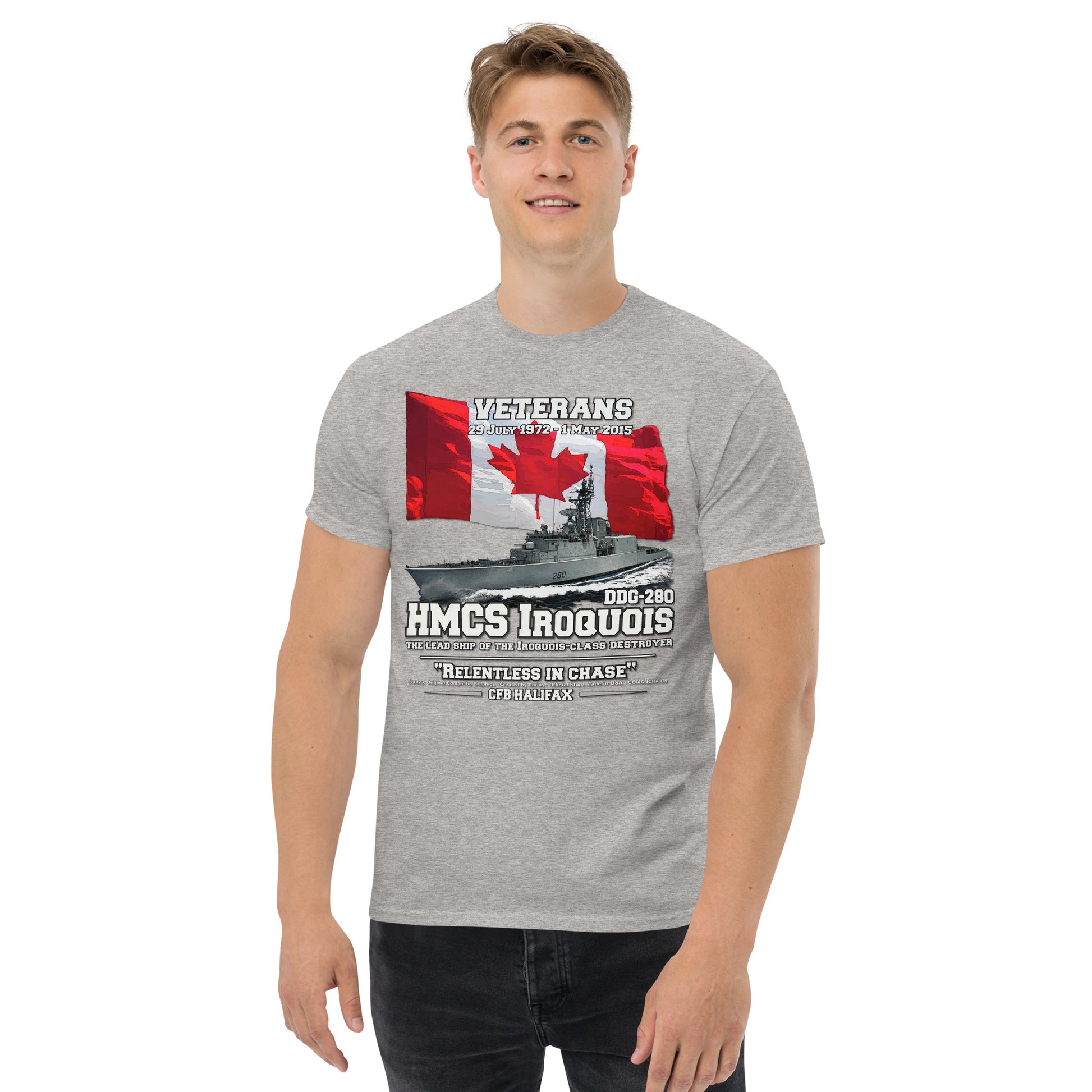 HMCS IROQUIS tee, HMCS IROQUIS DDG-280 tee, Canadian Destroyer Veterans T-shirt, HMCS IROQUIS DDG-280 T-shirt, comancha.us,