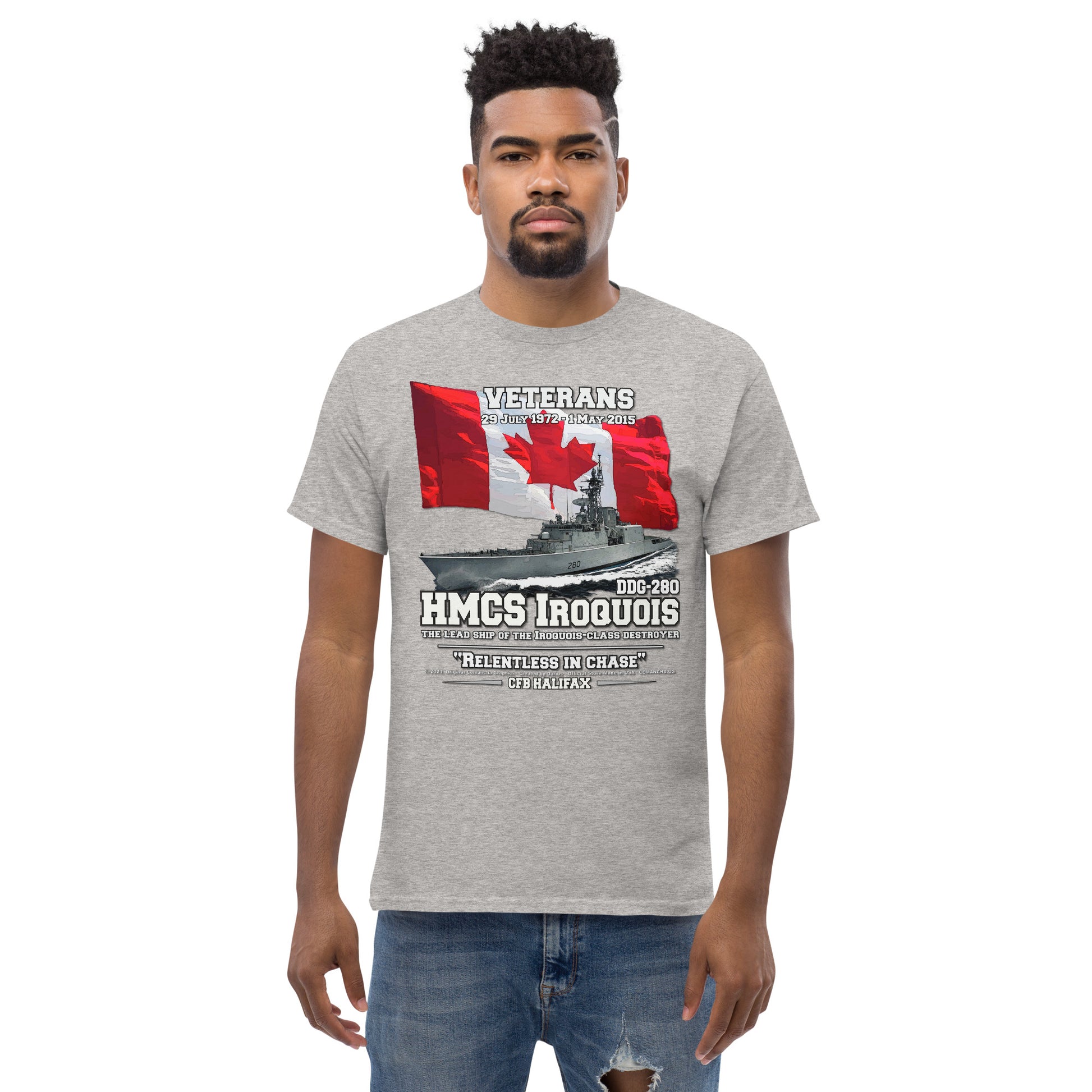 HMCS IROQUIS tee, HMCS IROQUIS DDG-280 tee, Canadian Destroyer Veterans T-shirt, HMCS IROQUIS DDG-280 T-shirt, comancha.us,