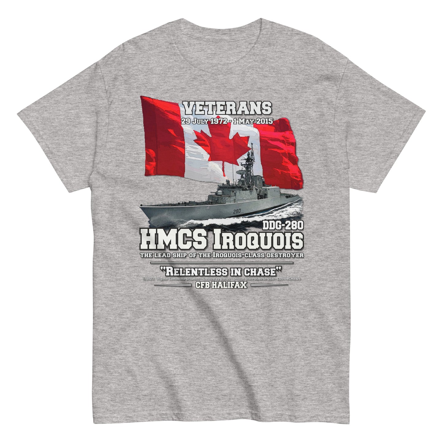 HMCS IROQUIS tee, HMCS IROQUIS DDG-280 tee, Canadian Destroyer Veterans T-shirt, HMCS IROQUIS DDG-280 T-shirt, comancha.us,