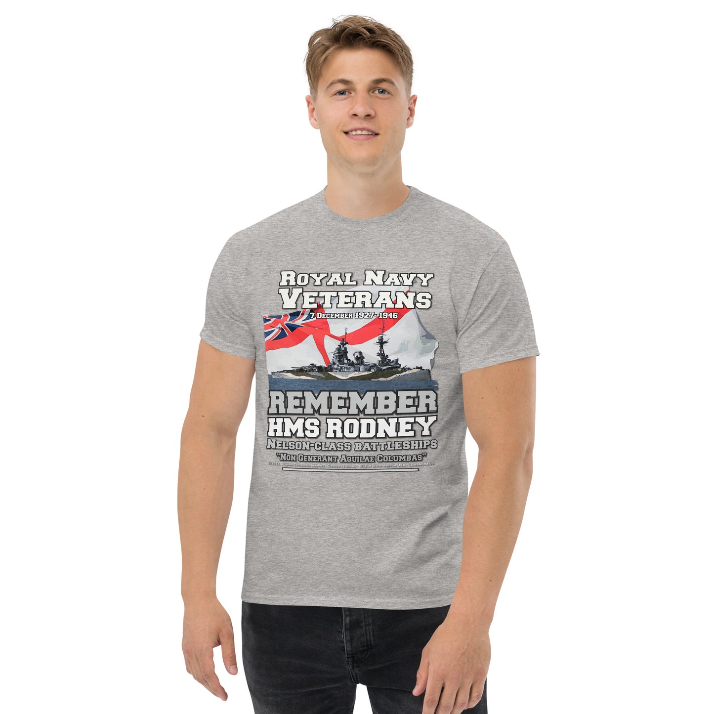 HMS RODNEY tee, HMS RODNEY Royal Navy Tee,HMS RODNEY Battleship Unisex T-Shirt, HMS RODNEY T-Shirt, comancha,