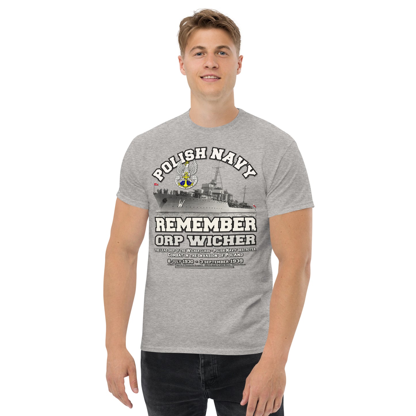 ORP WICHER tee,Polska Marynarka Wojenna t-shirt, ORP WICHER Polish Navy t-shirt, Comancha Graphics tee,