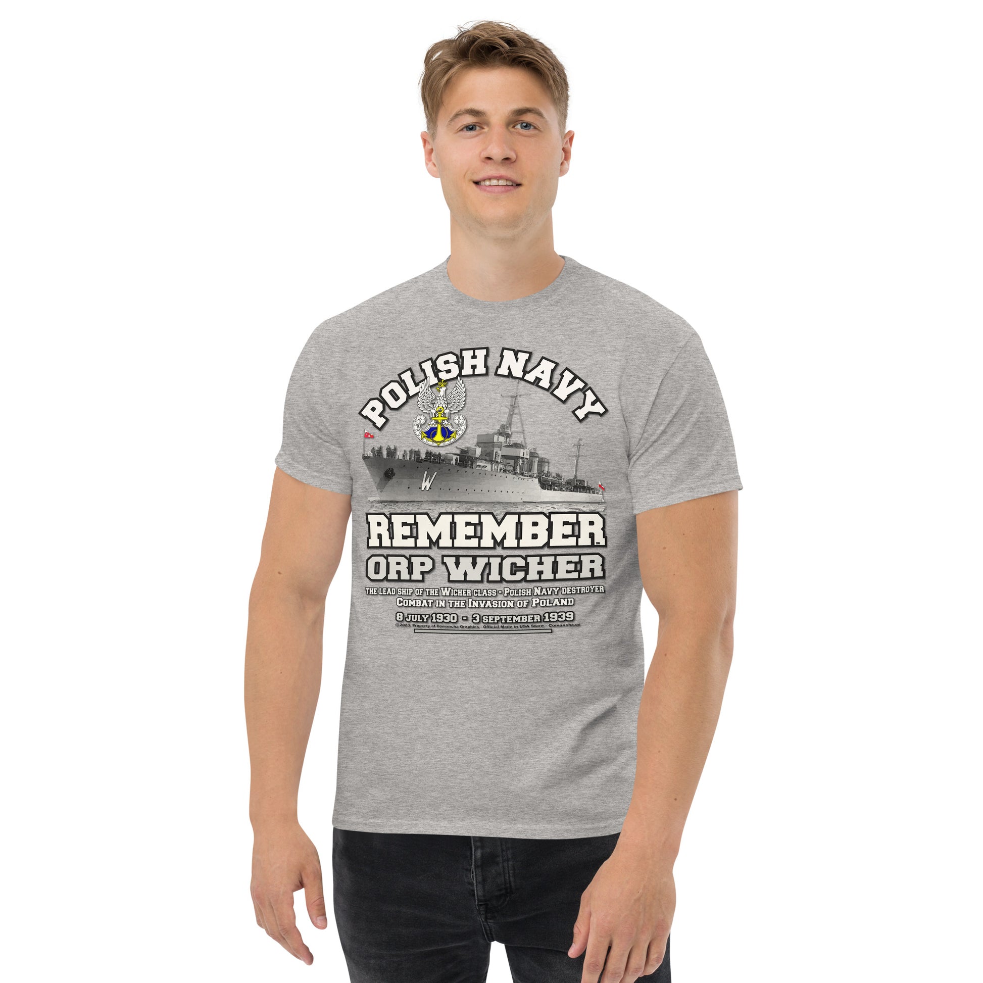 ORP WICHER tee,Polska Marynarka Wojenna t-shirt, ORP WICHER Polish Navy t-shirt, Comancha Graphics tee,