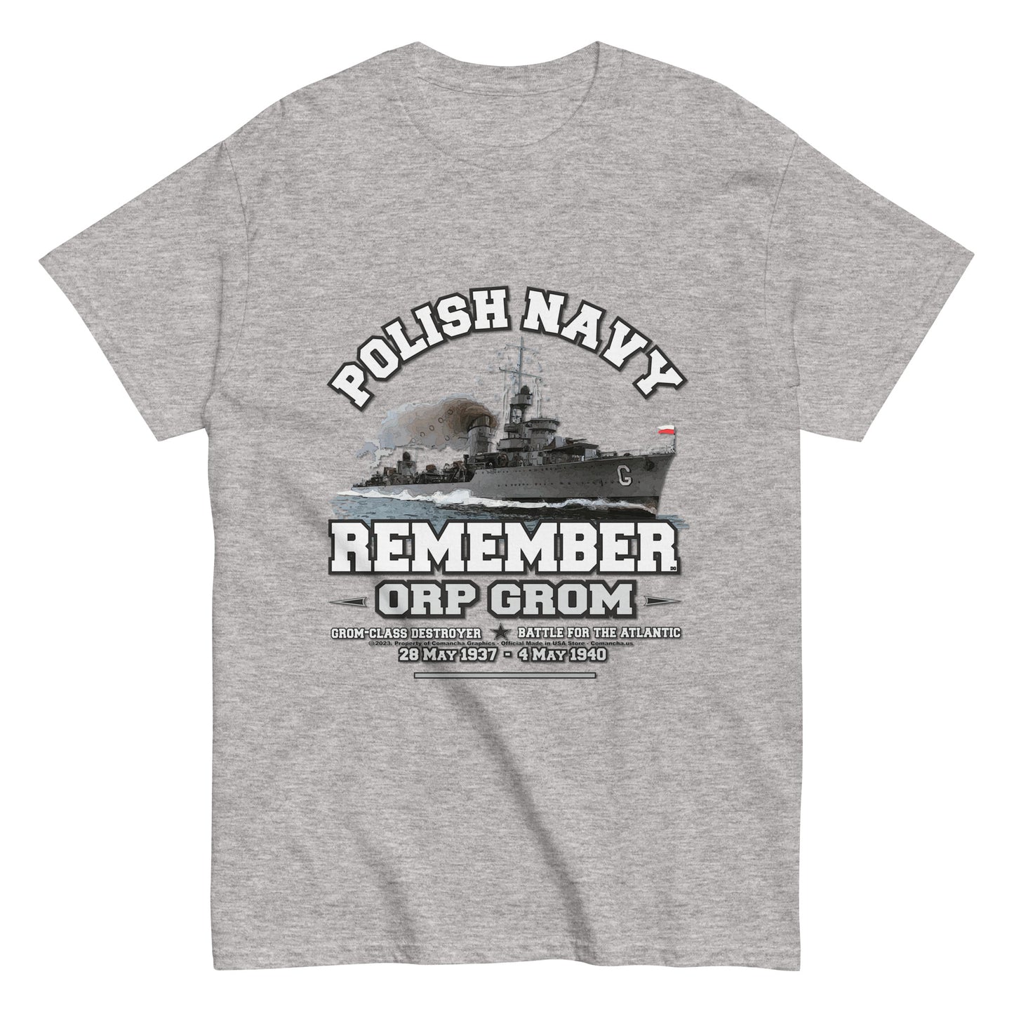 ORP GROM t-shirt, Polska Marynarka Wojenna t-shirt, ORP GROM Polish Navy t-shirt, Comancha Graphics Tee,