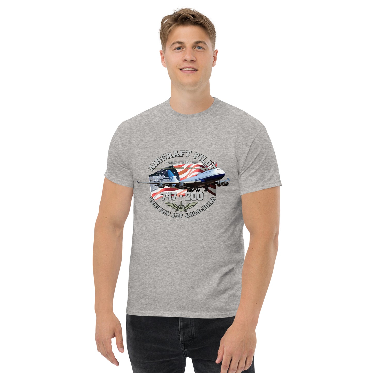 747 - 200 Aircraft Pilot T-shirt ,747 AIRLINER TEE,747 t-shirt,comancha,