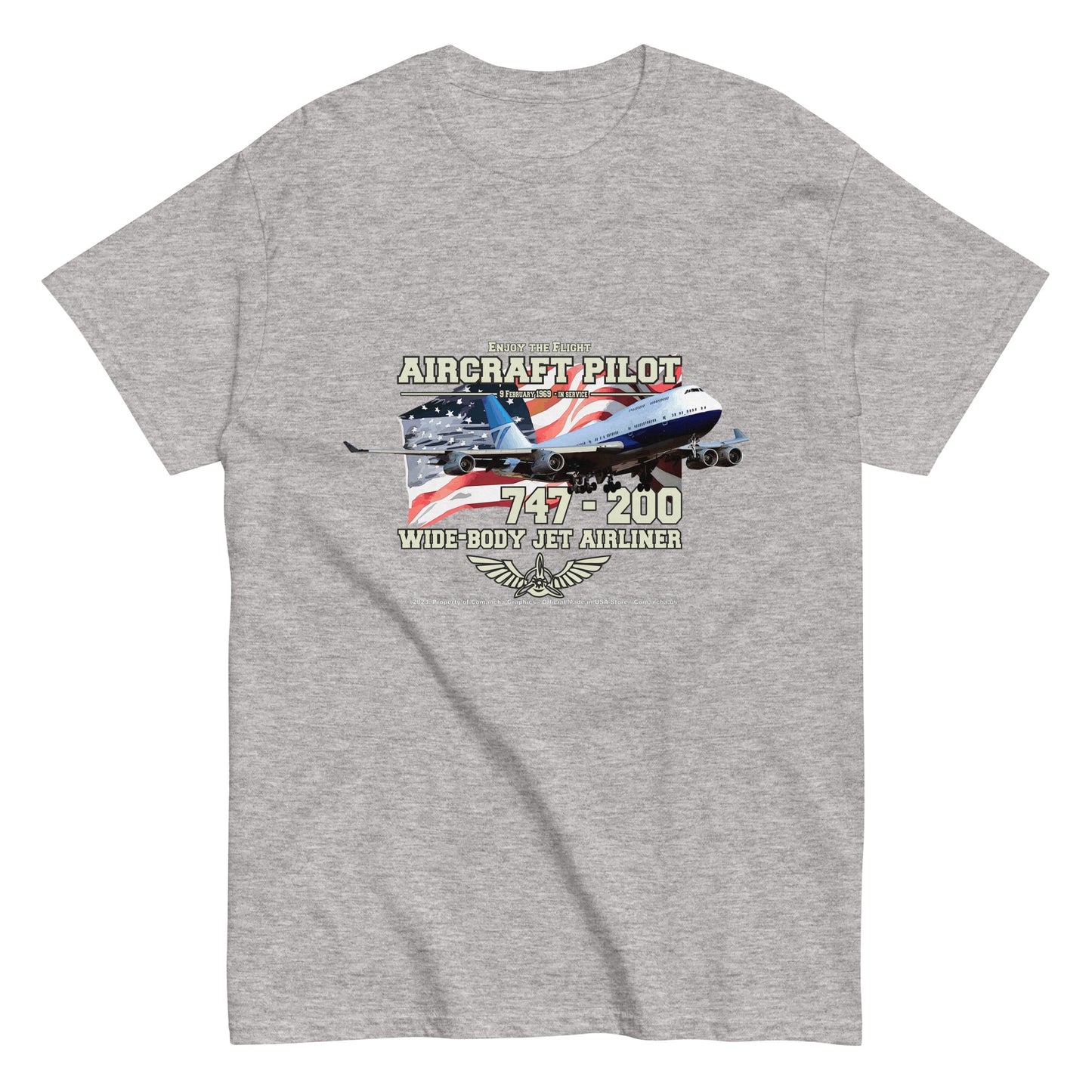 747 - 200 Aircraft Pilot T-shirt ,747 AIRLINER TEE,747 t-shirt,comancha,