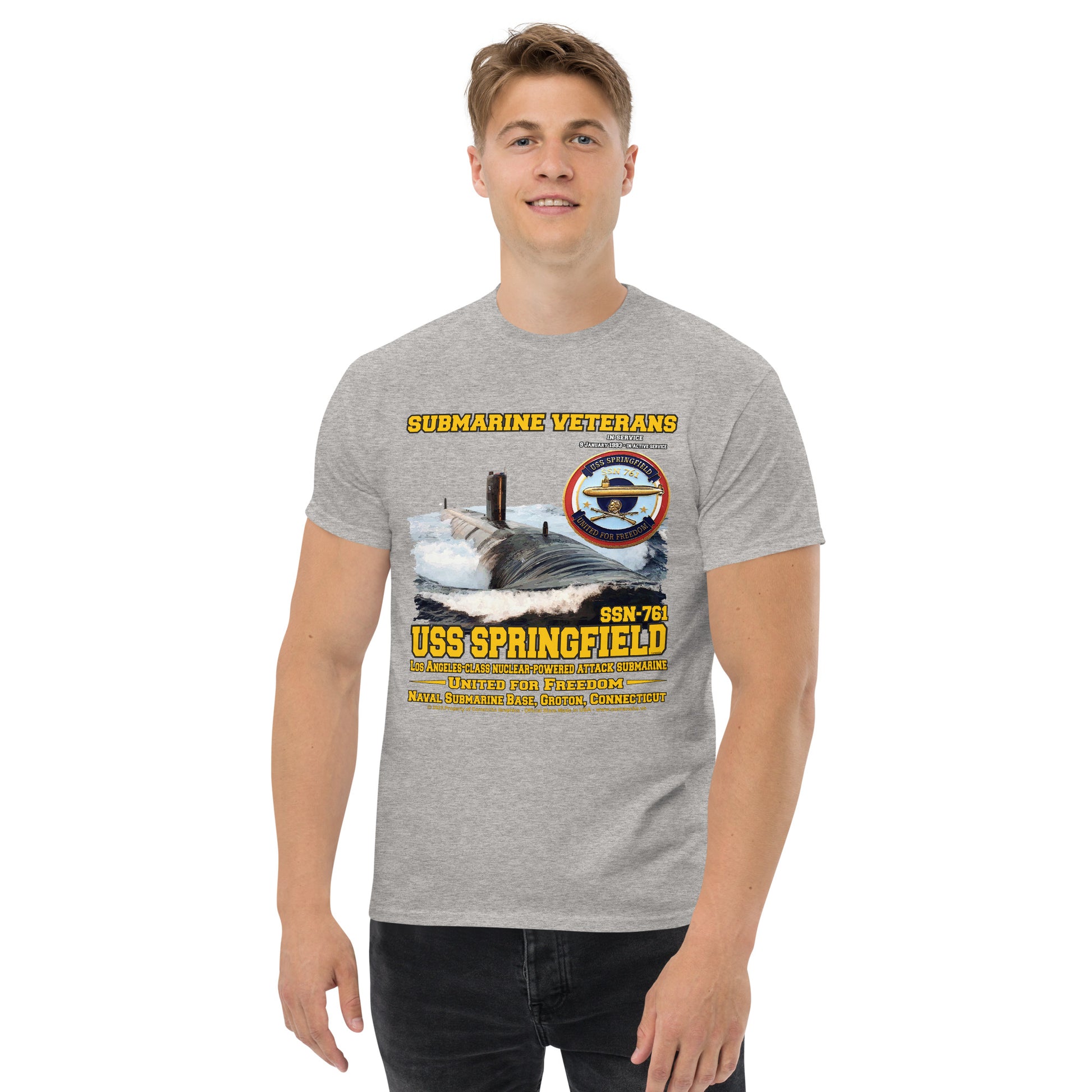 USS Springfield t-shirt, SSN-761 Submarine T-Shirt, comancha graphics,
