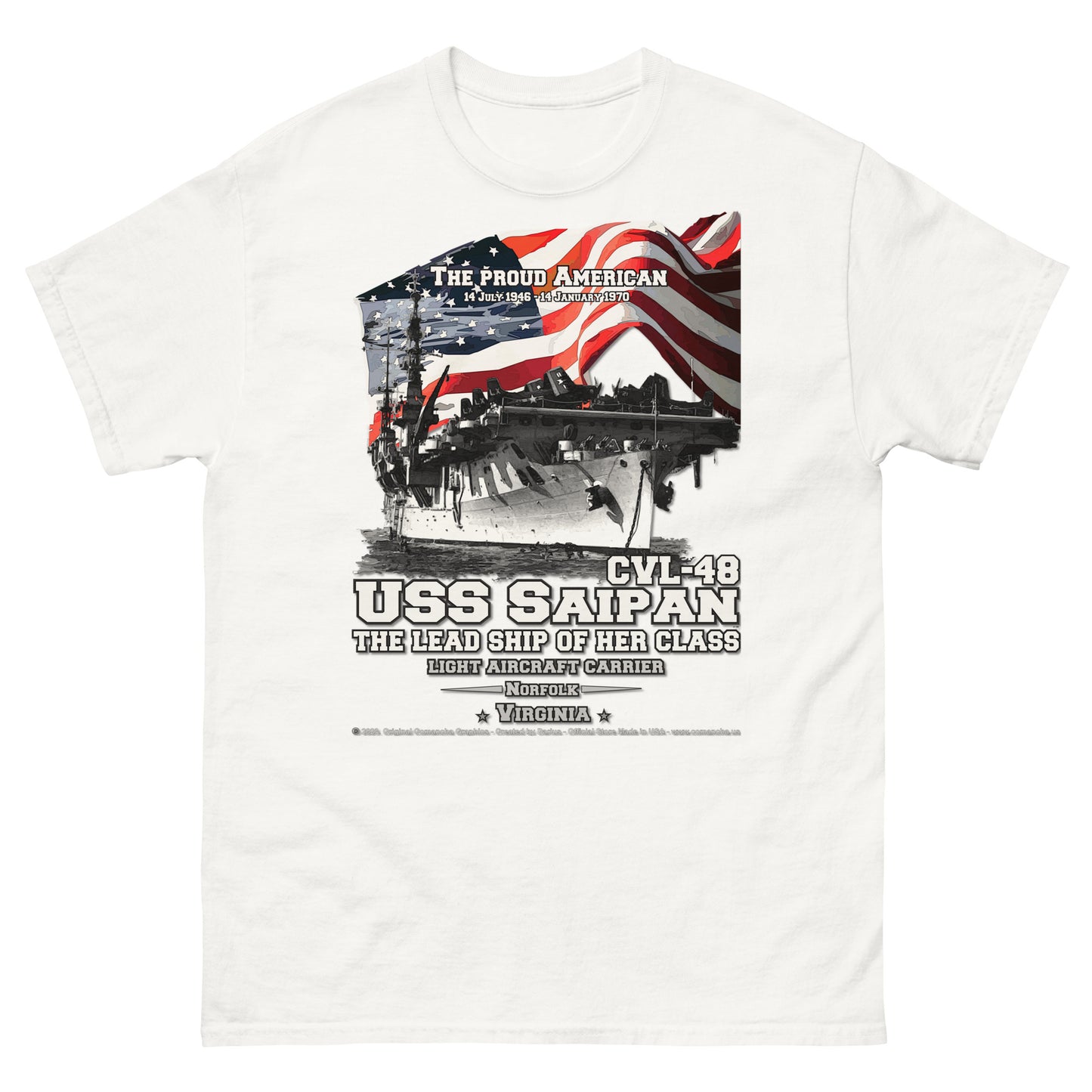 USS SAIPAN CVL-48 Light Aircraft Carrier t-shirt