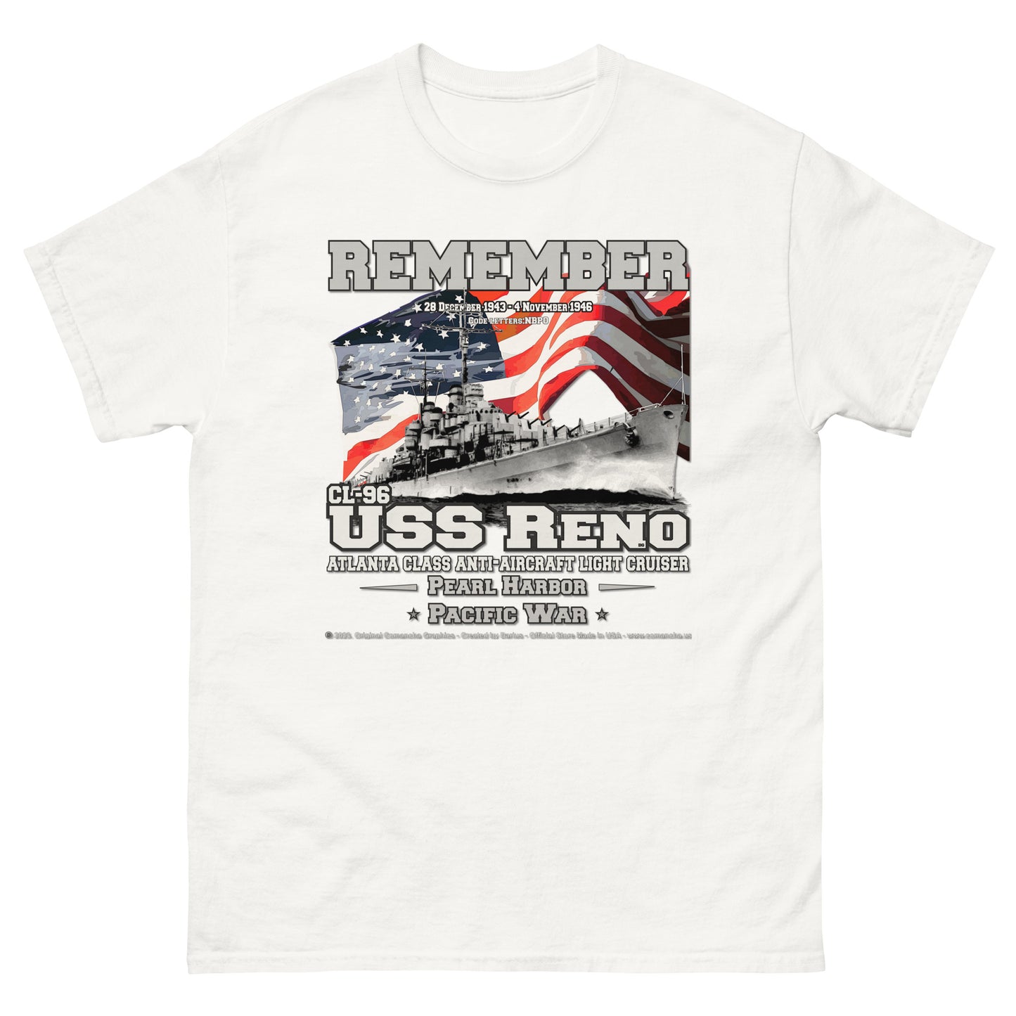 USS RENO CL-96 Anti-Aircraft Cruiser T-shirt
