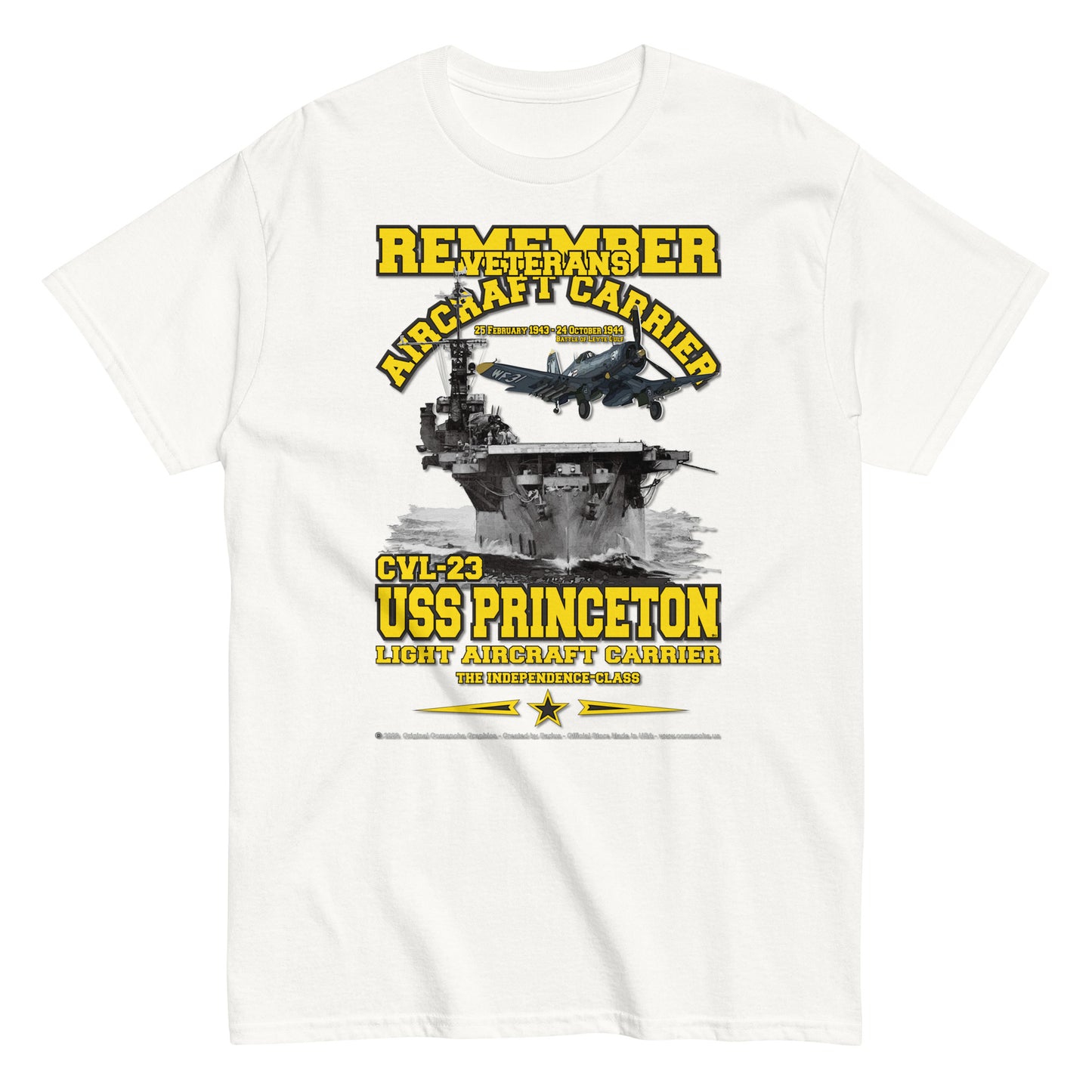 USS PRINCETON CVL-23 Aircraft Veterans Veterans Classic T-Shirt, Comancha Navy T-shirts,