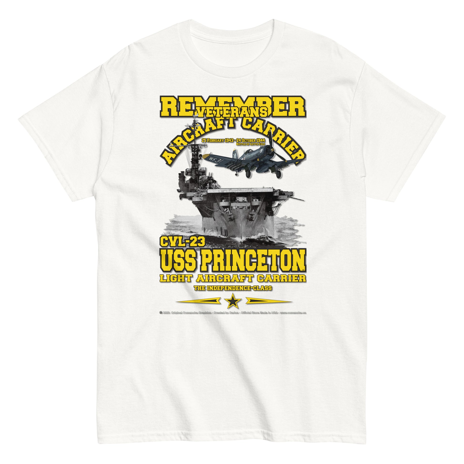 USS PRINCETON CVL-23 Aircraft Veterans Veterans Classic T-Shirt, Comancha Navy T-shirts,