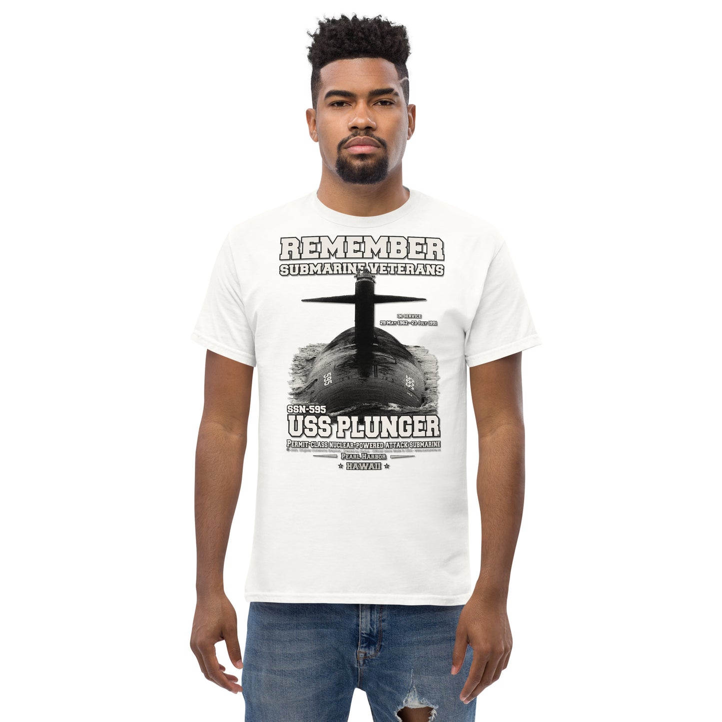 USS PLUNGER SSN-595 Submarine Veterans Classic T-Shirt, Comancha Navy T-shirts,