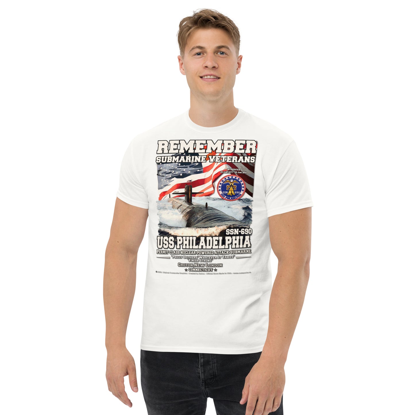 USS PHILADELPHIA SSN-690 Submarine Veterans Classic T-Shirt, Comancha T-Shirts,