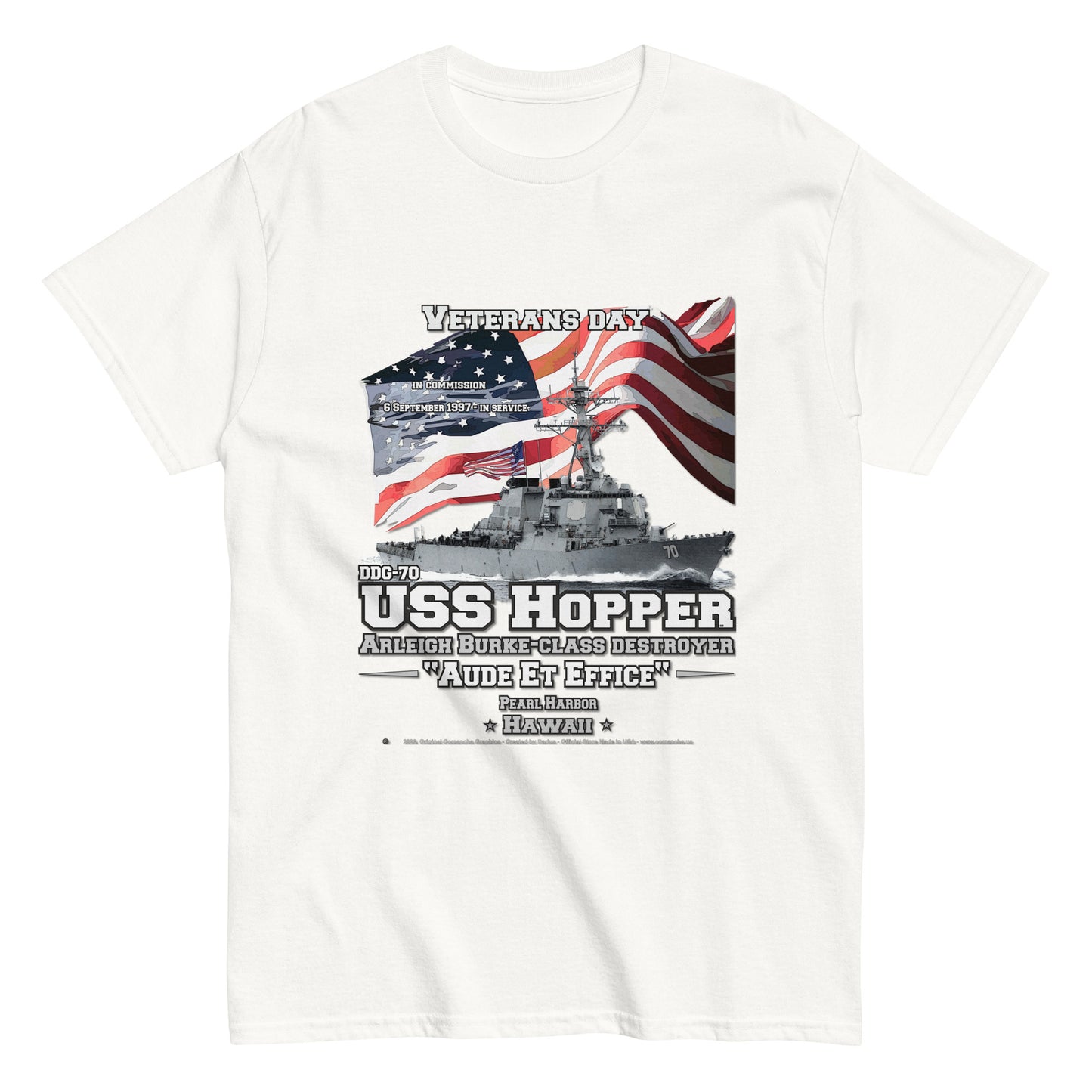 USS HOPPER DDG-70 T-shirt, US Navy Ships T-shirt, US navy Veterans T-shirt, Destroyer Veterans Classic T-Shirt, Comancha Navy T-shirt store, USS HOPPER DDG-70 Destroyer Veterans Classic T-Shirt, Comancha Tees store,