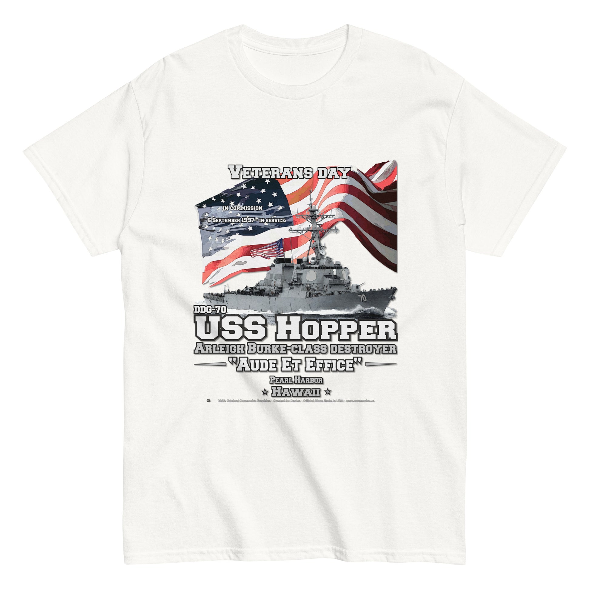 USS HOPPER DDG-70 T-shirt, US Navy Ships T-shirt, US navy Veterans T-shirt, Destroyer Veterans Classic T-Shirt, Comancha Navy T-shirt store, USS HOPPER DDG-70 Destroyer Veterans Classic T-Shirt, Comancha Tees store,