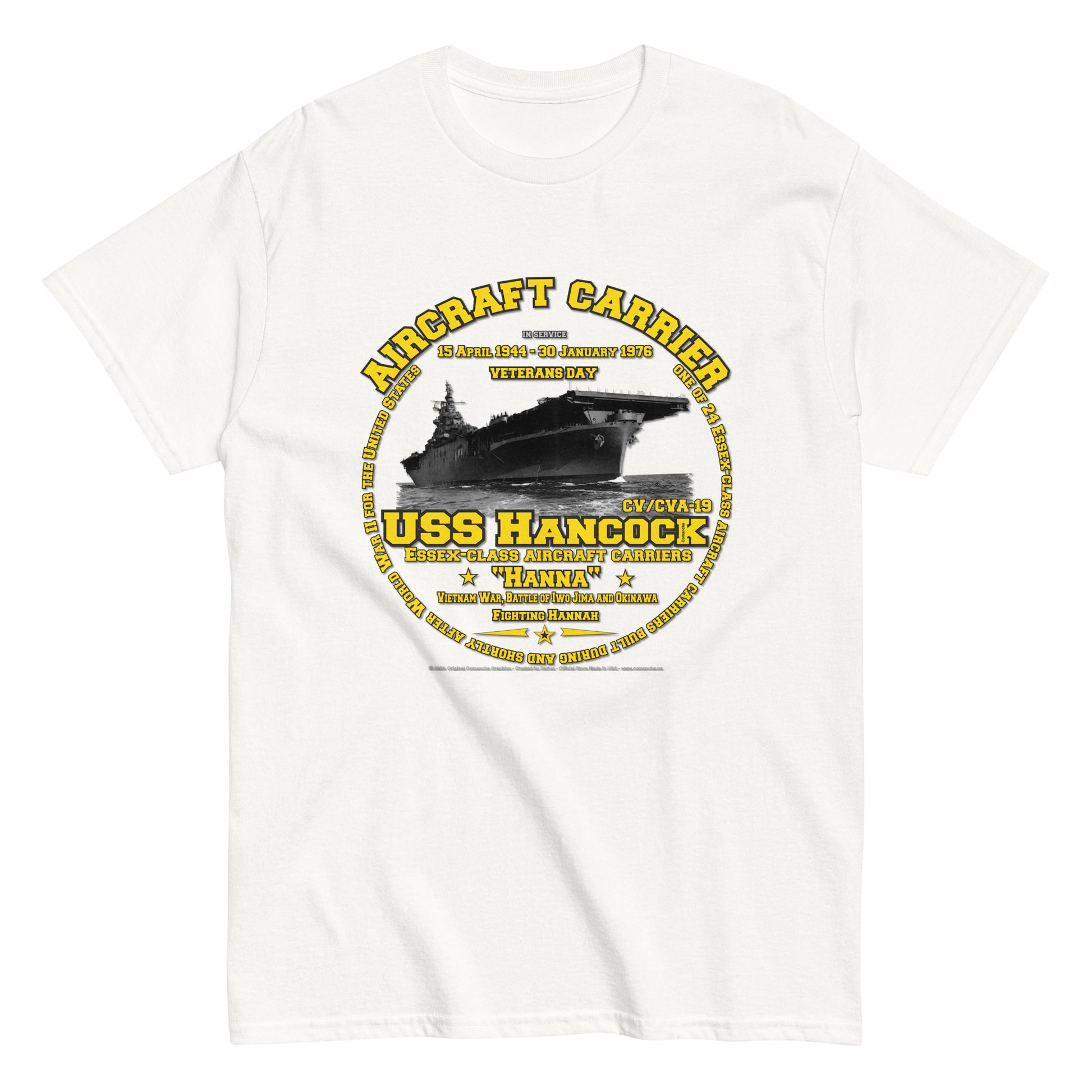 USS HANCOCK CVN-19 t-shirt, Aircraft Carrier t-shirt,Veterans Classic T-shirt, navy T-shirt, USS HANCOCK CVN-19 Aircraft Carrier Veterans Classic T-shirt, Comancha T-shirt,