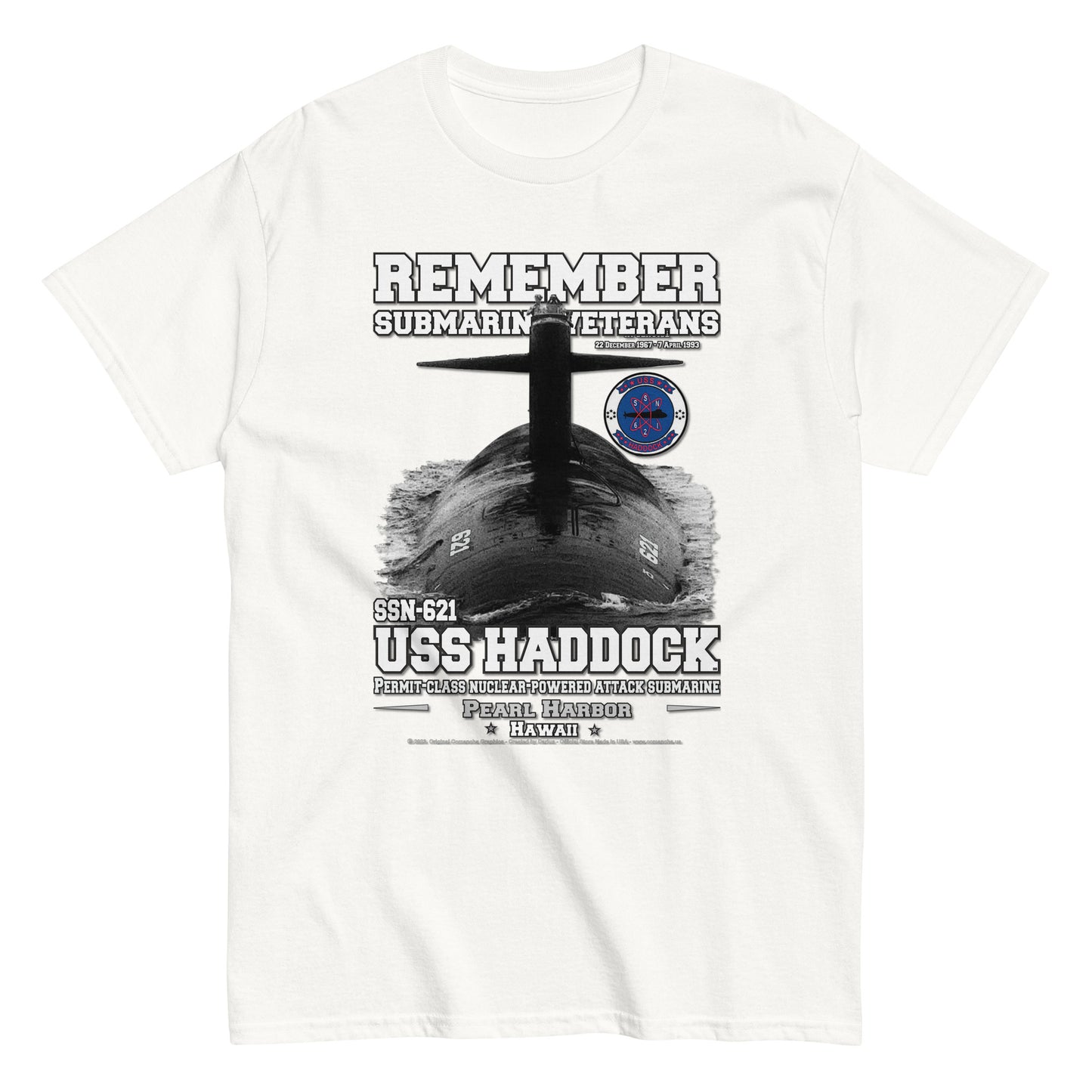 USS HADDOCK SSN-621 tee,USS HADDOCK SSN-621 Submarine Veterans Classic T-shirt,