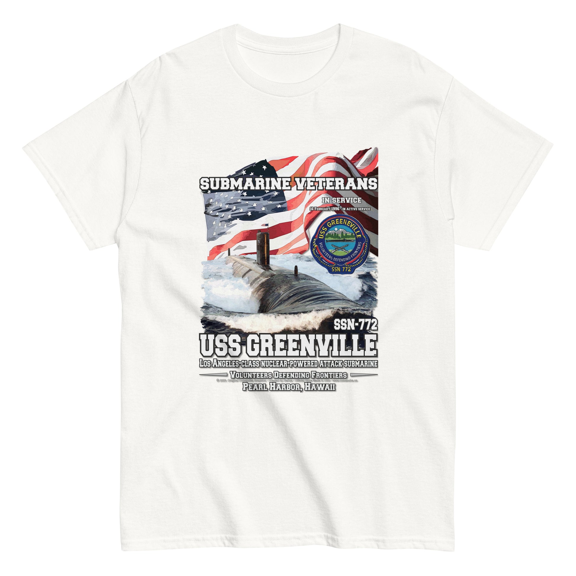 USS GREENVILLE SSG-772 tee, USS GREENVILLE SSG-772 Veterans tee,USS GREENVILLE SSG-772 Submarine Veterans Classic Tee, Comancha Submarine Vetrans,
