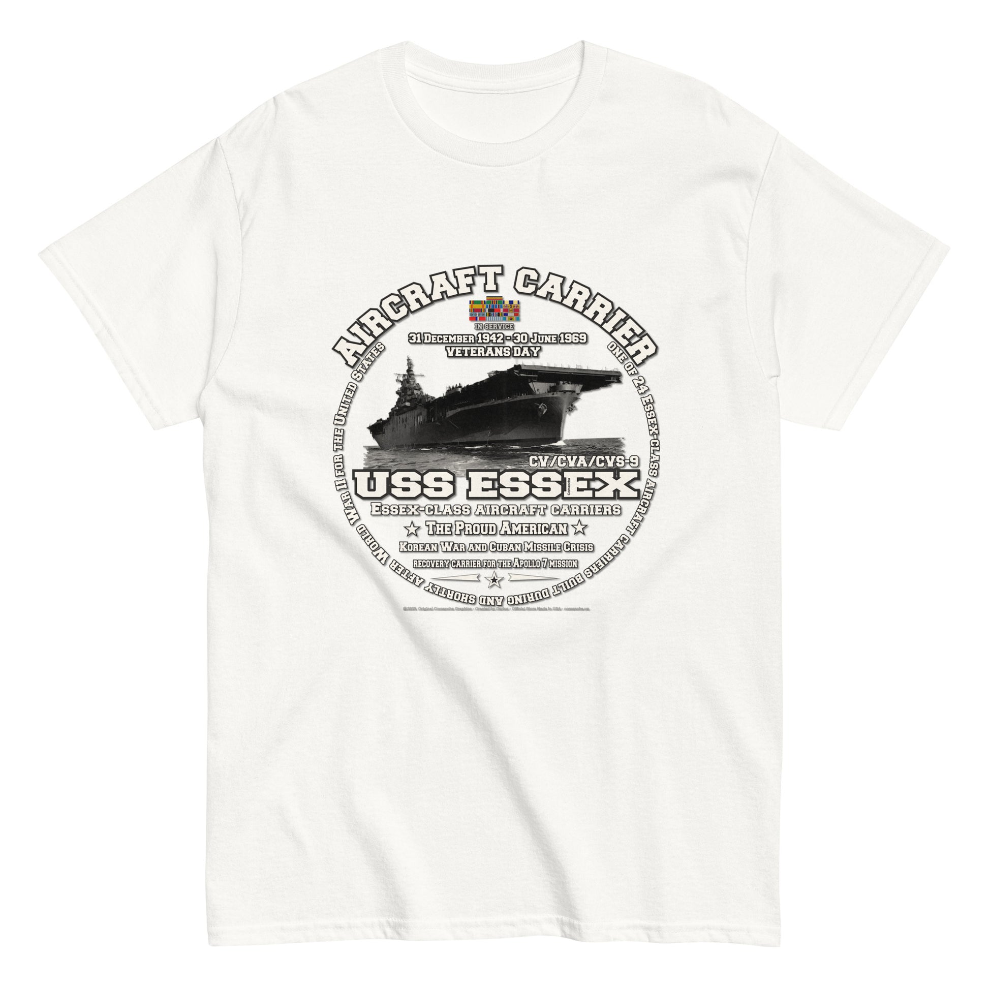 USS ESSEX CV-9 tee, USS ESSEX CV-9 navy veterans tee, USS ESSEX CV-9 veterans tee,USS ESSEX CV-9 Aircraft Carrier Veterans Classic Tee, USS ESSEX Navy Vetrans,