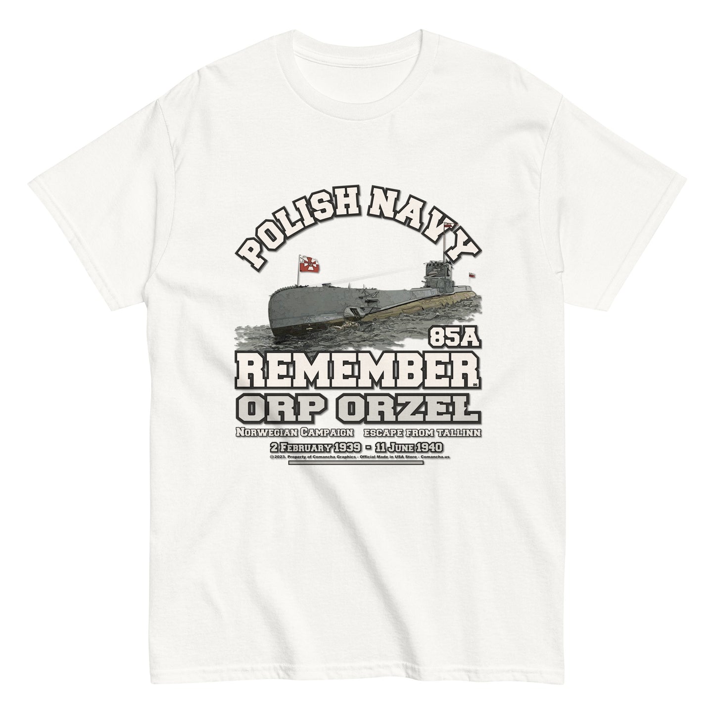 ORP ORZEL tee, Polska Marynarka Wojenna t-shirt, ORP ORZEL Polish Navy t-shirt, Comancha Graphics Tee,