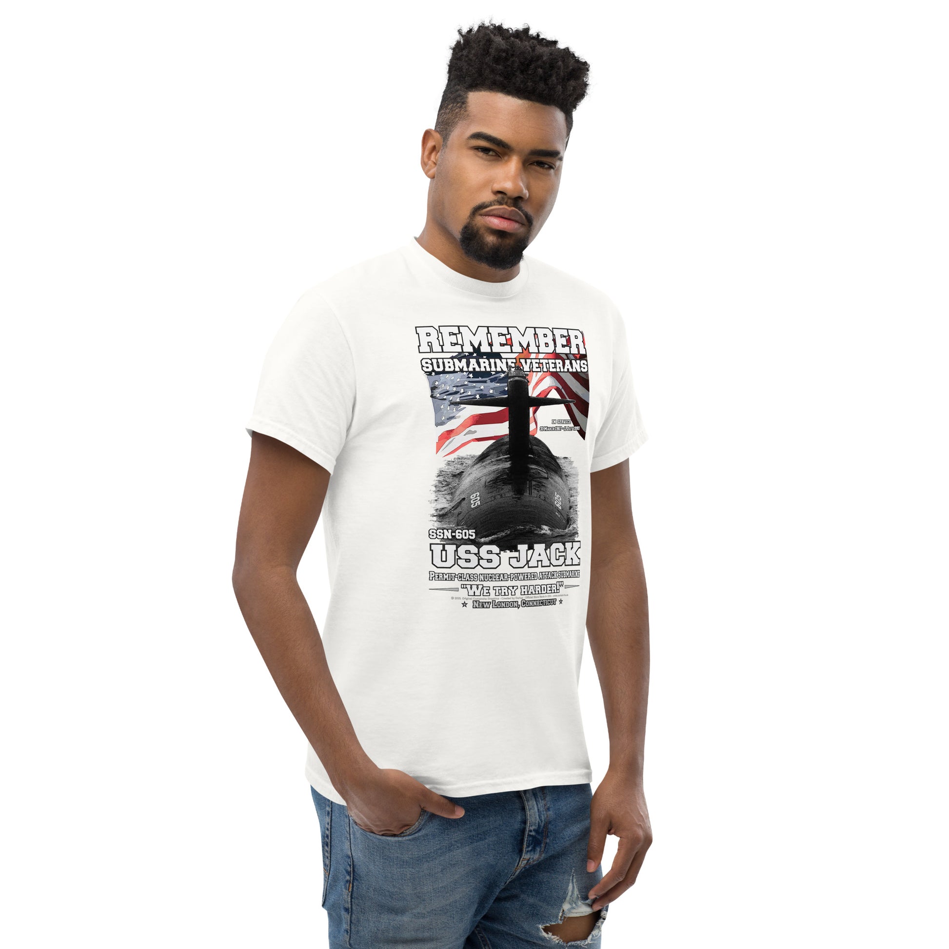 USS JACK SSN-605 Tshirt, US Navy Submarine Veterans T-Shirt, Comancha United States Ships T-shirts, USS JACK SSN-605 Submarine  T-Shirt,