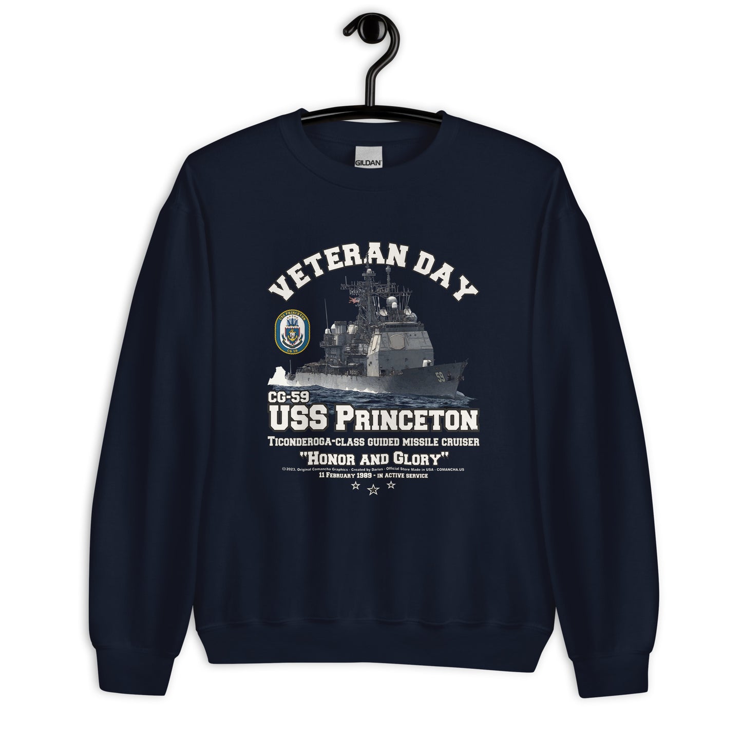 USS PRINCETON CG-59 US Navy Cruiser , USS Princeton cruiser,comancha graphics shop,Sweatshirt,