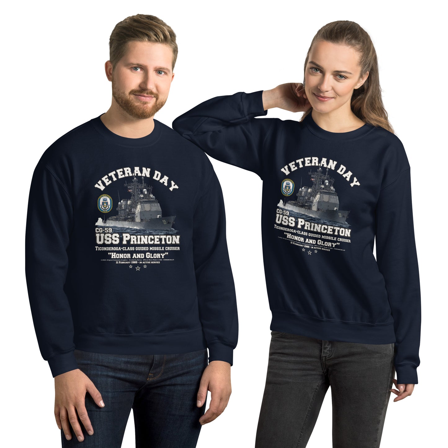 USS PRINCETON CG-59 US Navy Cruiser , USS Princeton cruiser,comancha graphics shop,Sweatshirt,