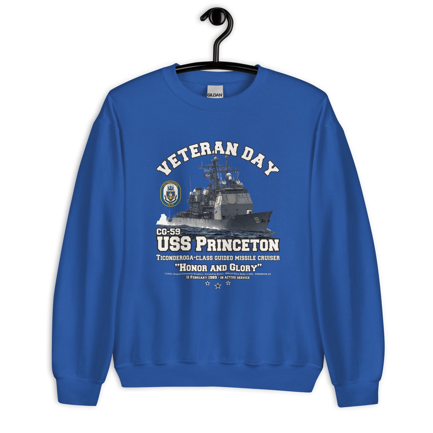 USS PRINCETON CG-59 US Navy Cruiser , USS Princeton cruiser,comancha graphics shop,Sweatshirt,