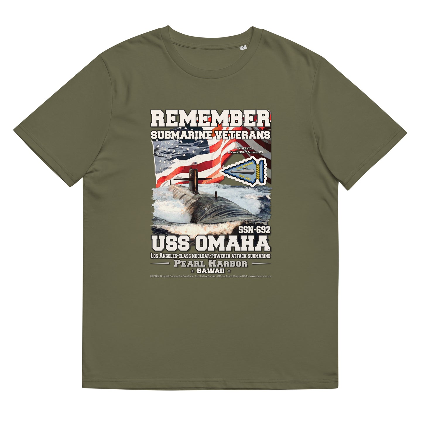 USS OMAHA SSN-692 Submarine Veterans organic cotton t-shirt, Comancha T-shirts,