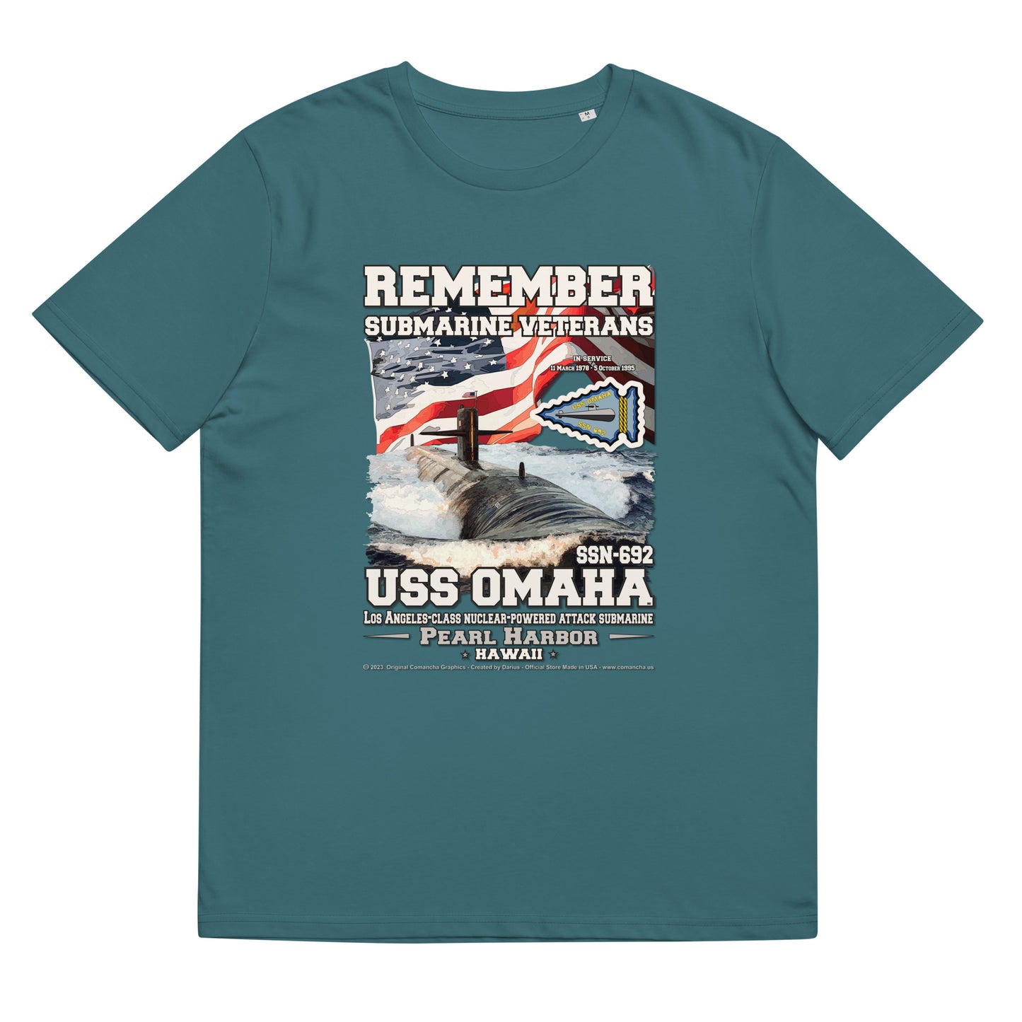 USS OMAHA SSN-692 Submarine Veterans organic cotton t-shirt, Comancha T-shirts,