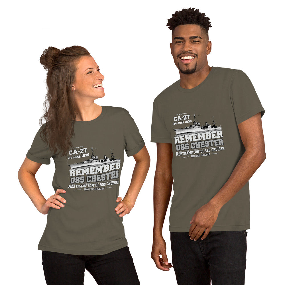 USS CHESTER tee,USS CHESTER CA-27 tee, US Cruiser Veterans T-shirts, Comancha WW2 Veterans T-shirt,