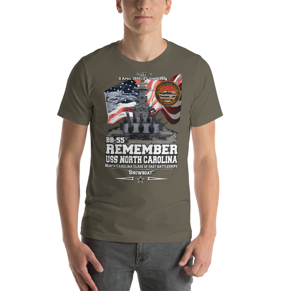 USS NORTH CAROLINA BB-55 t-shirt, US Navy Veterans T-shirt, US Navy Battleship T-shirt, USS NORTH CAROLINA Battleship T-shirt, Comancha Graphics,