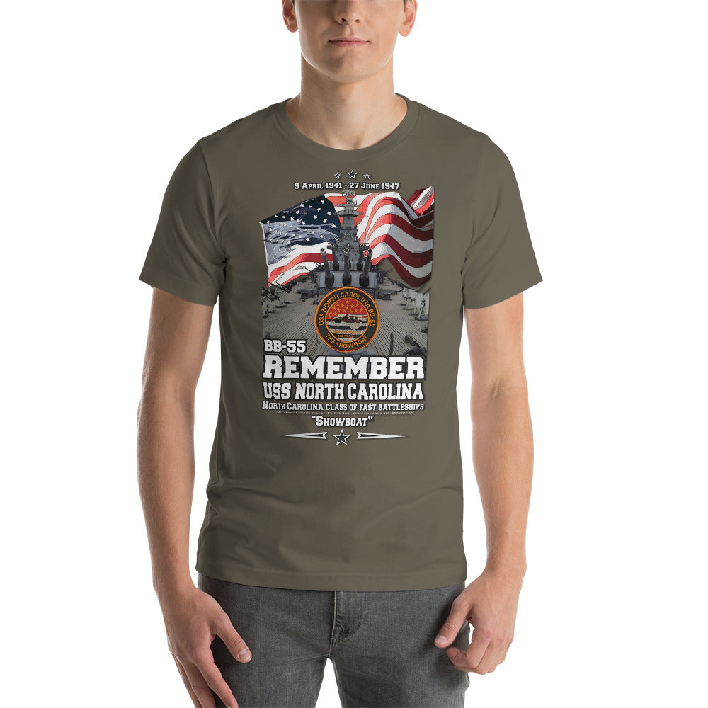 USS NORTH CAROLINA BB-55 t-shirt, US Navy Veterans T-shirt, US Navy Battleship T-shirt, USS NORTH CAROLINA Battleship T-shirt, Comancha Graphics,