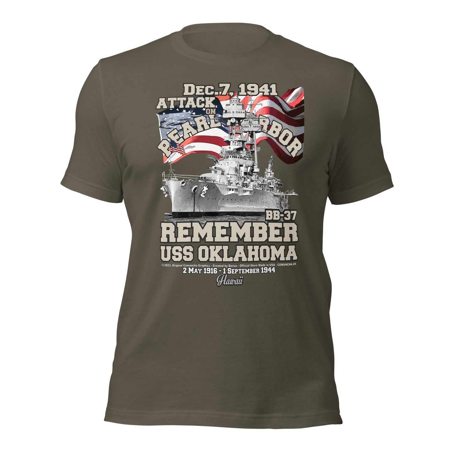 USS OKLAHOMA BB-37 t-shirt, Pearl harbor t-shirt,remember pearl harbor tee,US Navy Battleship T-shirt, USS OKLAHOMA T-shirt,comancha,comancha graphics,tees,
