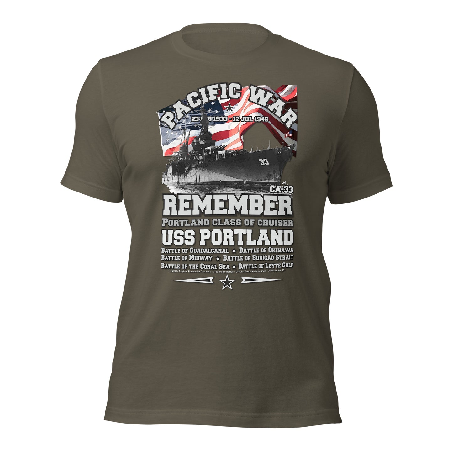 USS PORTLAND t-shirt, US Navy veterans T-shirt, US Navy Cruiser T-shirt, USS PORTLAND CA-33 T-shirt, Comancha,Tees,Midway veterans tee,