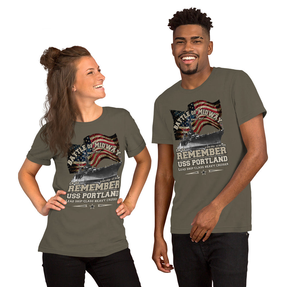 USS PORTLAND t-shirt, US Navy veterans T-shirt, US Navy Cruiser T-shirt, USS PORTLAND CA-33 T-shirt, Comancha,Tees,Midway veterans tee,