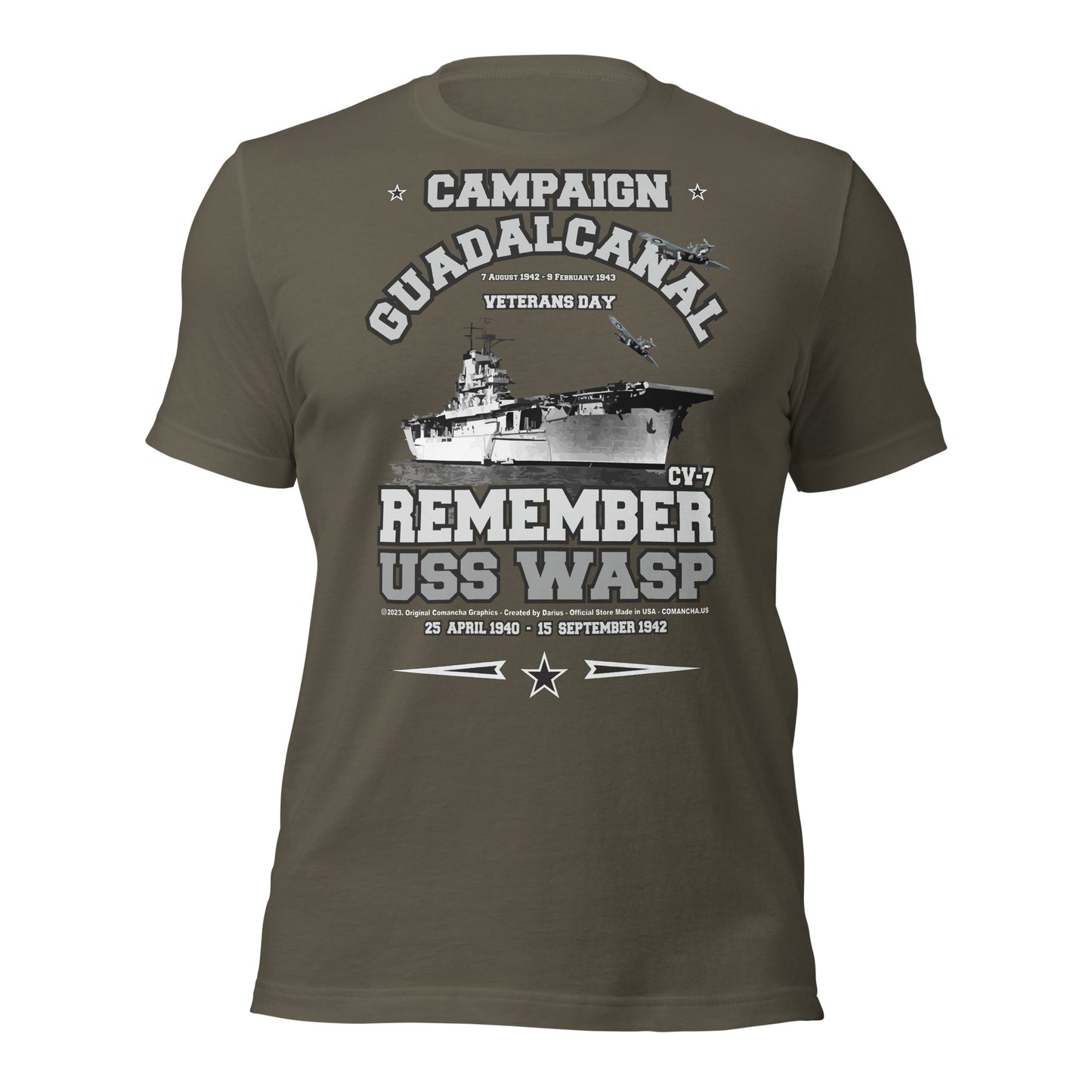 USS WASP t-shirt, US navy t-shirt,Comancha, US Navy Aircraft carrier Veterans T-shirt, USS WASP CV-7 T-shirt,