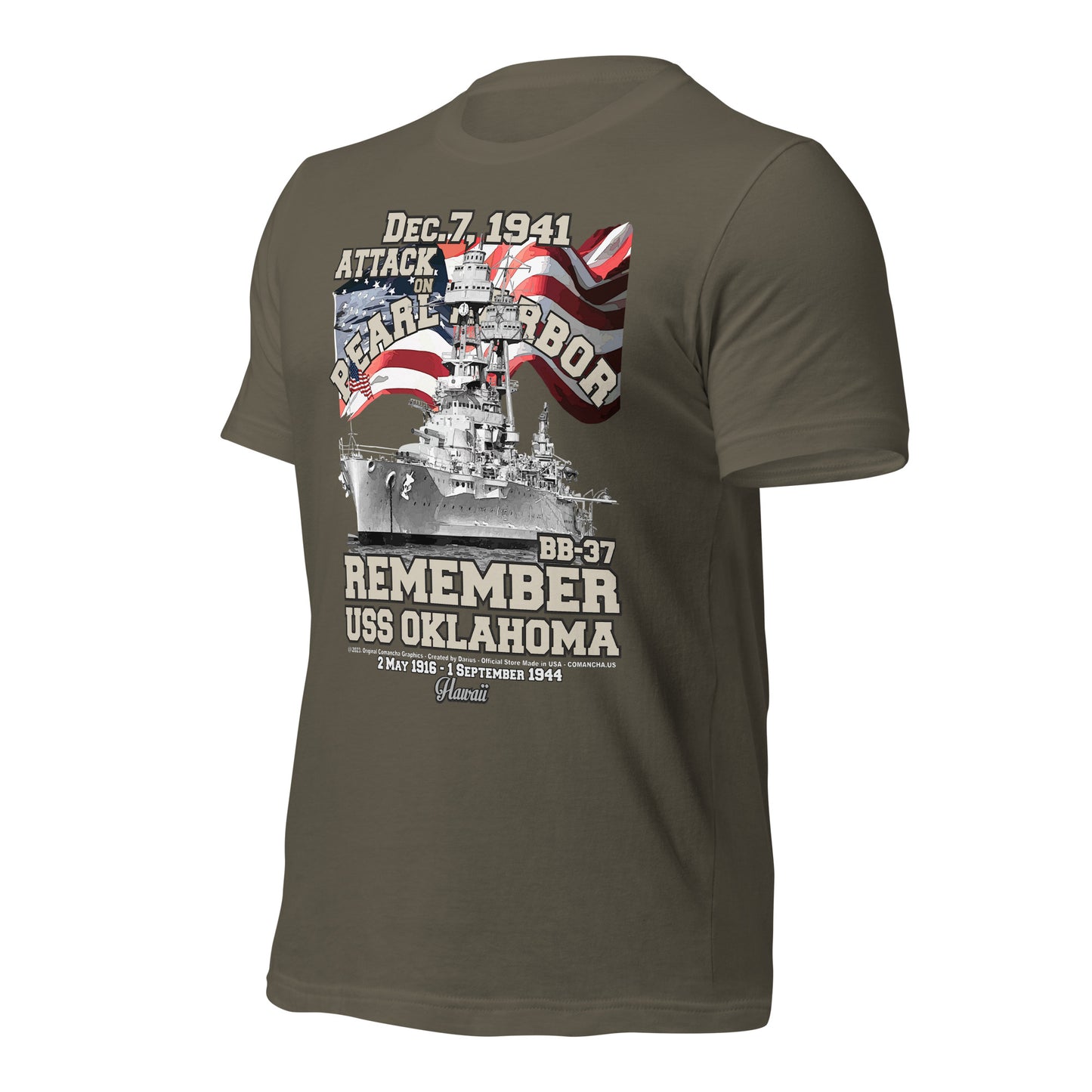 USS OKLAHOMA BB-37 t-shirt, Pearl harbor t-shirt,remember pearl harbor tee,US Navy Battleship T-shirt, USS OKLAHOMA T-shirt,comancha,comancha graphics,tees,