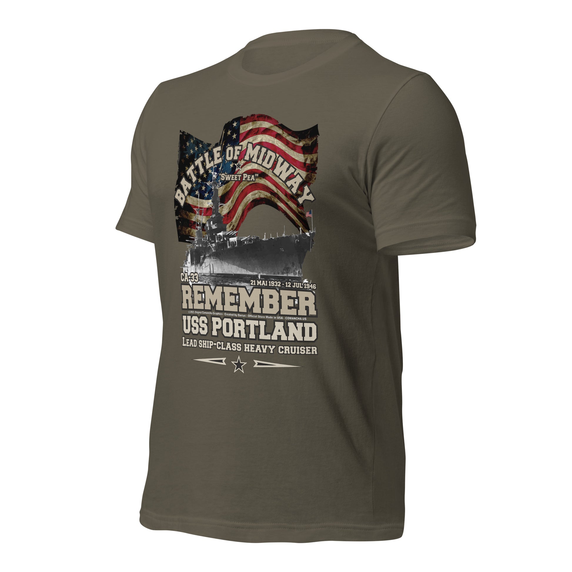 USS PORTLAND t-shirt, US Navy veterans T-shirt, US Navy Cruiser T-shirt, USS PORTLAND CA-33 T-shirt, Comancha,Tees,Midway veterans tee,