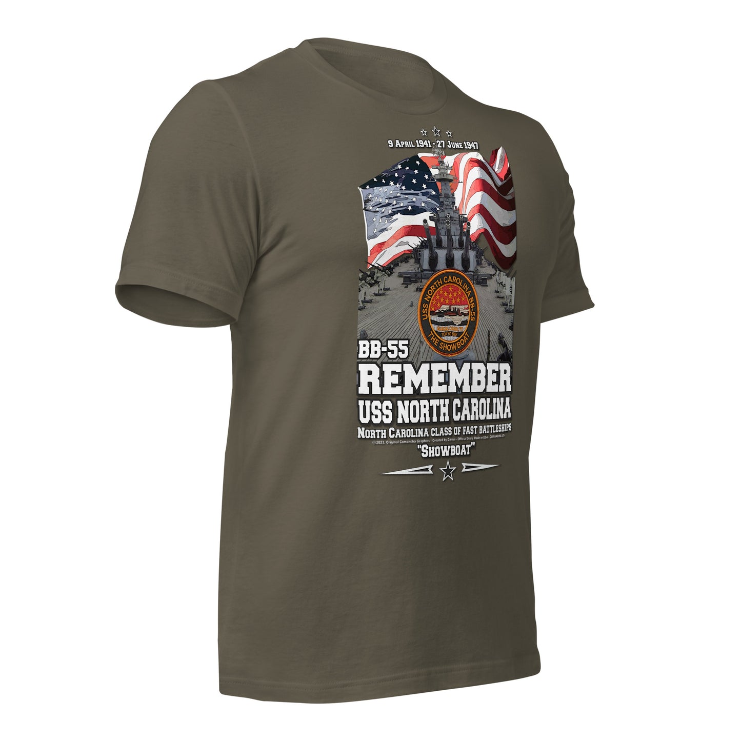 USS NORTH CAROLINA BB-55 t-shirt, US Navy Veterans T-shirt, US Navy Battleship T-shirt, USS NORTH CAROLINA Battleship T-shirt, Comancha Graphics,