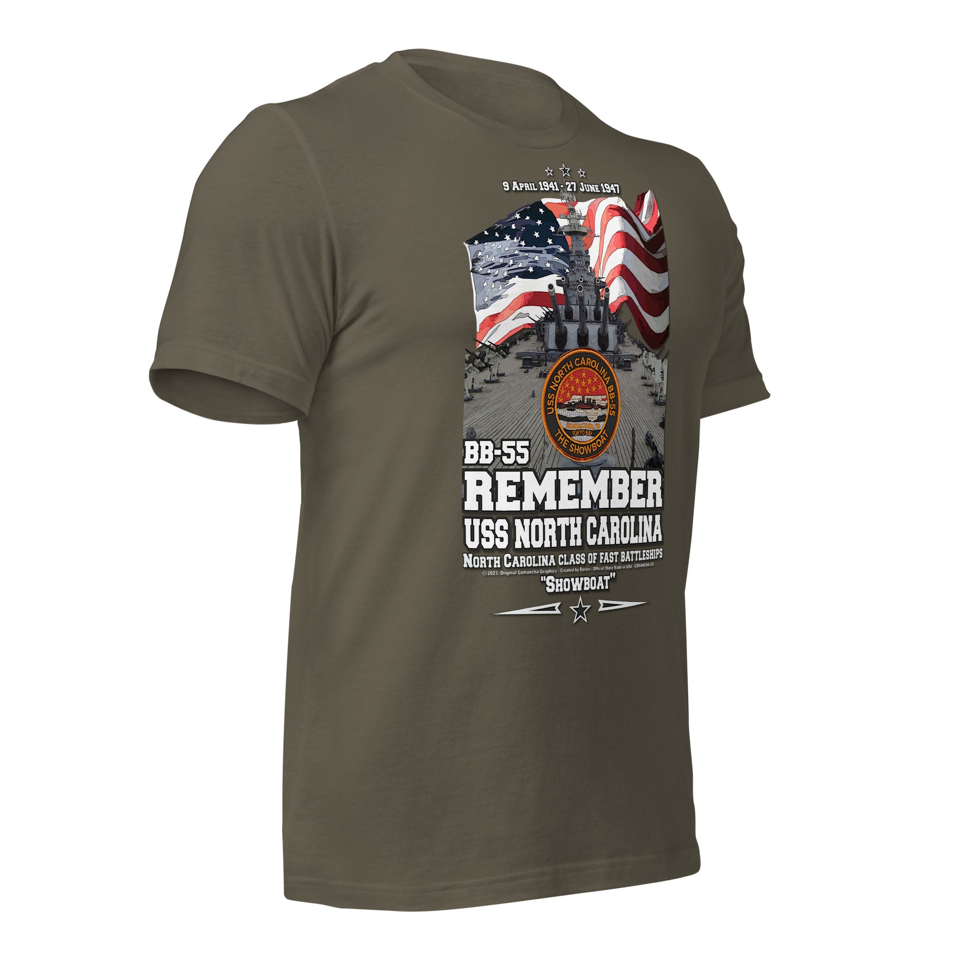 USS NORTH CAROLINA BB-55 t-shirt, US Navy Veterans T-shirt, US Navy Battleship T-shirt, USS NORTH CAROLINA Battleship T-shirt, Comancha Graphics,