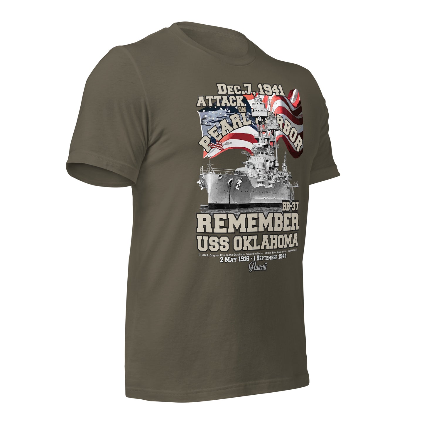 USS OKLAHOMA BB-37 t-shirt, Pearl harbor t-shirt,remember pearl harbor tee,US Navy Battleship T-shirt, USS OKLAHOMA T-shirt,comancha,comancha graphics,tees,