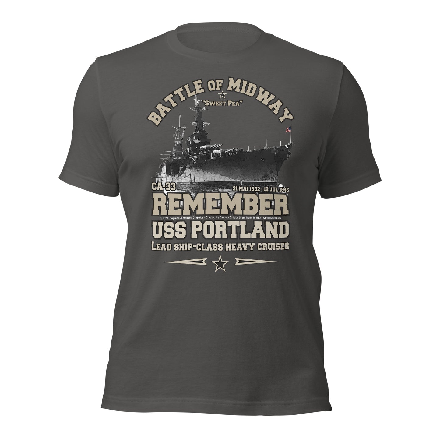 USS PORTLAND t-shirt, US Navy veterans T-shirt, US Navy Cruiser T-shirt, USS PORTLAND CA-33 T-shirt, Comancha,Tees,Midway veterans tee,