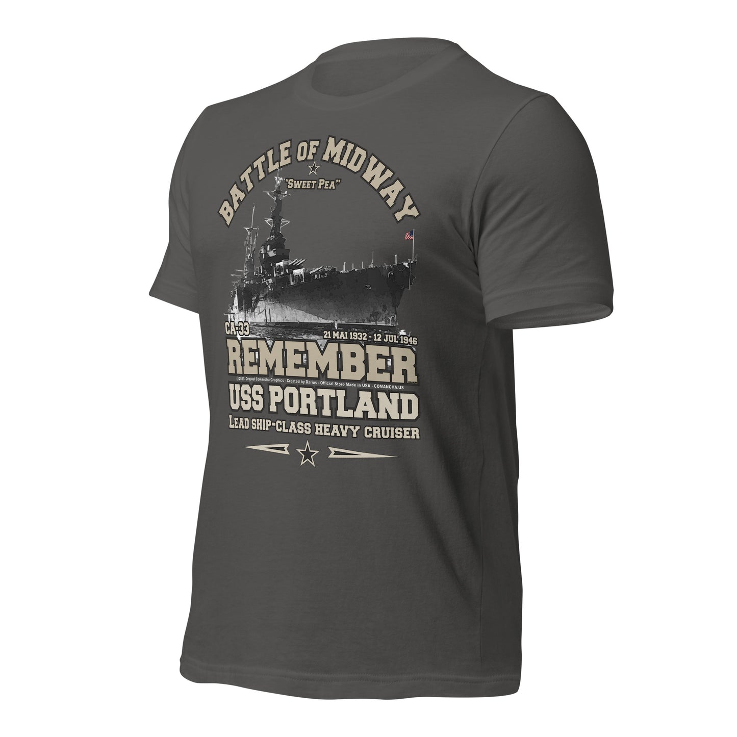 USS PORTLAND t-shirt, US Navy veterans T-shirt, US Navy Cruiser T-shirt, USS PORTLAND CA-33 T-shirt, Comancha,Tees,Midway veterans tee,