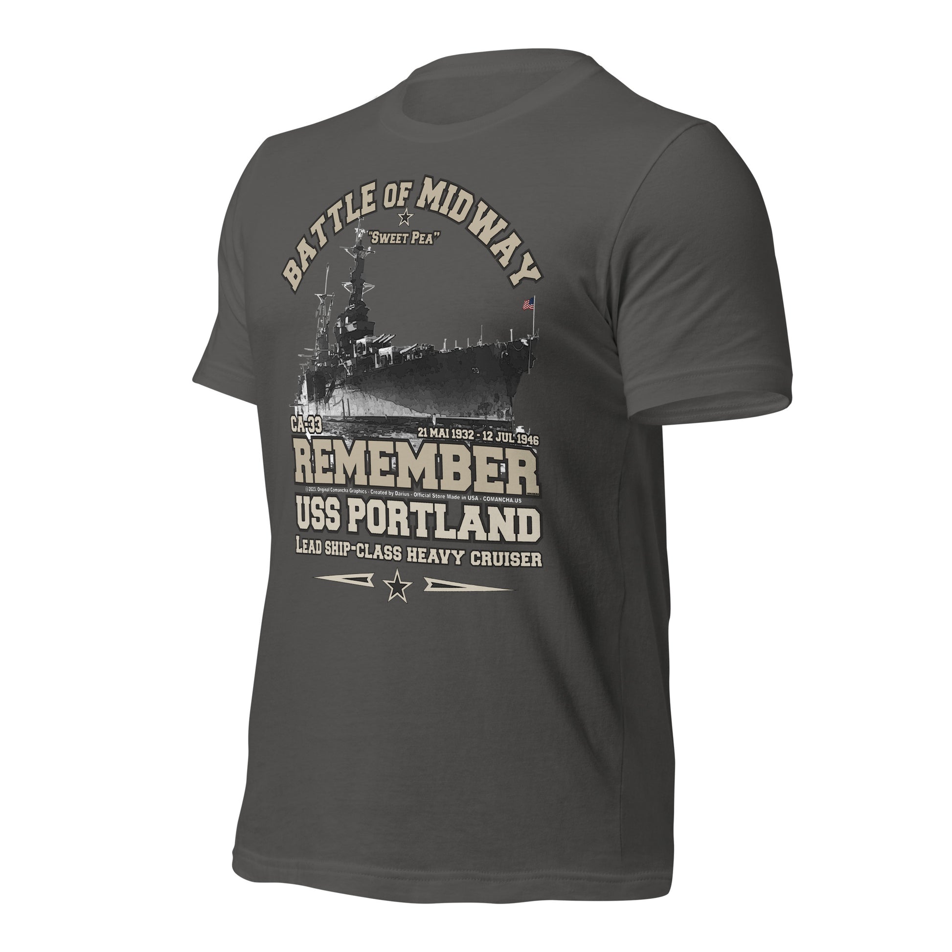 USS PORTLAND t-shirt, US Navy veterans T-shirt, US Navy Cruiser T-shirt, USS PORTLAND CA-33 T-shirt, Comancha,Tees,Midway veterans tee,