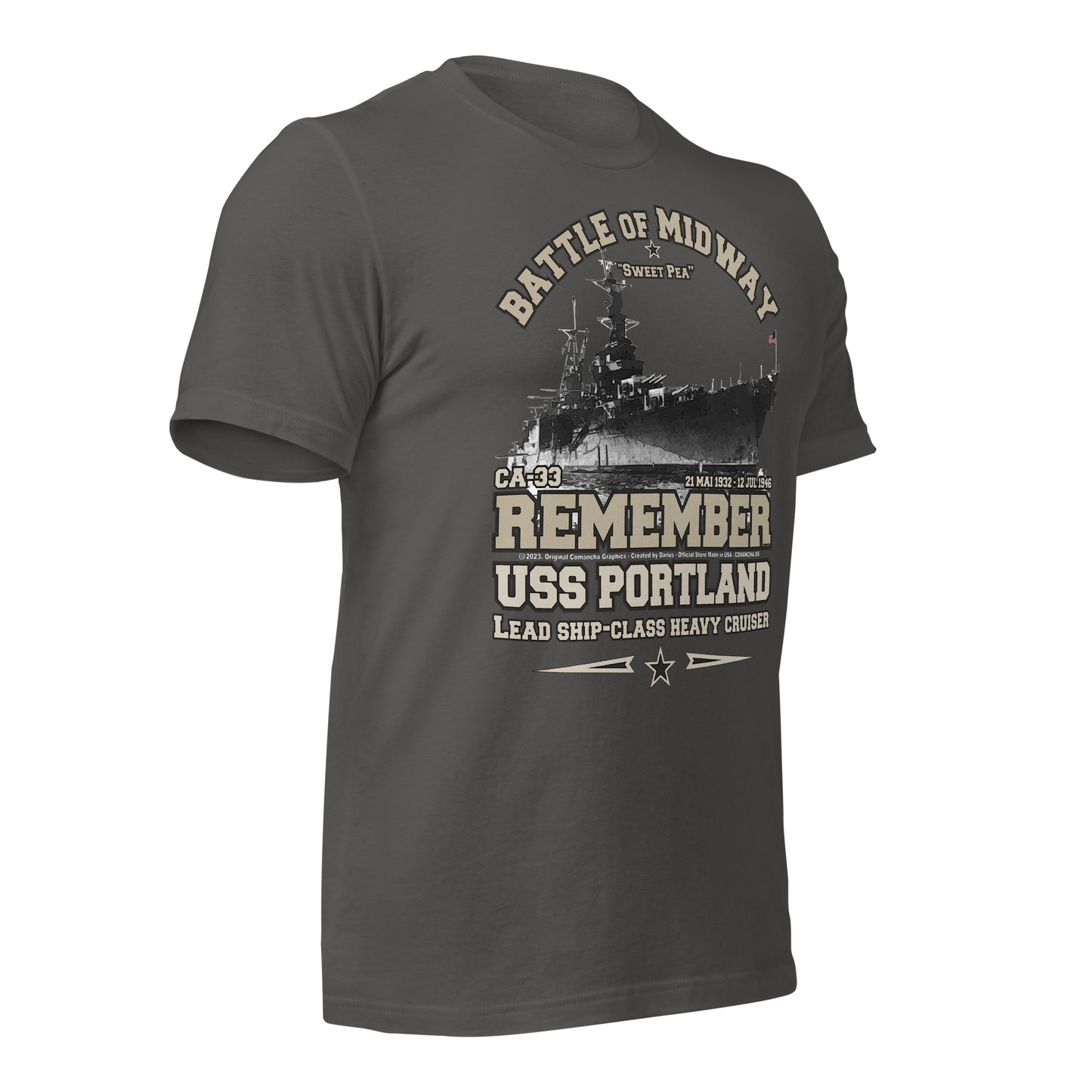 USS PORTLAND t-shirt, US Navy veterans T-shirt, US Navy Cruiser T-shirt, USS PORTLAND CA-33 T-shirt, Comancha,Tees,Midway veterans tee,