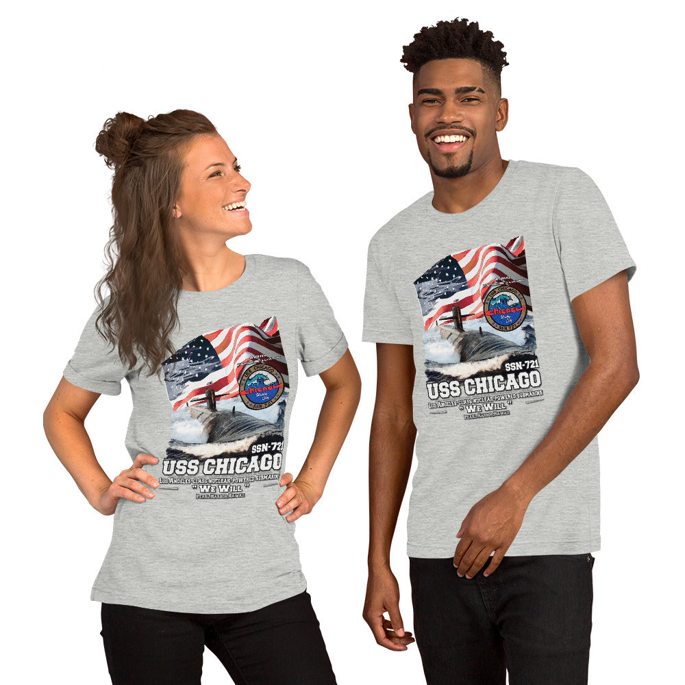 USS CHICAGO tee,USS CHICAGO SSN-721 T-shirt, US Submarine Veterans T-shirts, Comancha Submarine T-shirts,